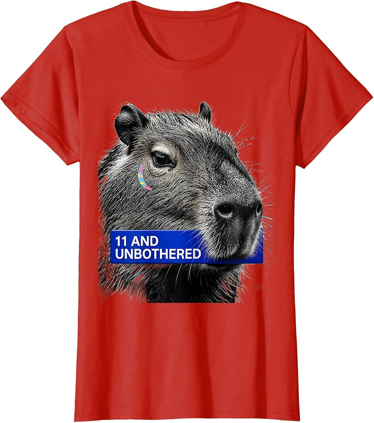 Women's 11 And Unbothered Funny Capybara Meme Birthday Humor T-Shirt - Red