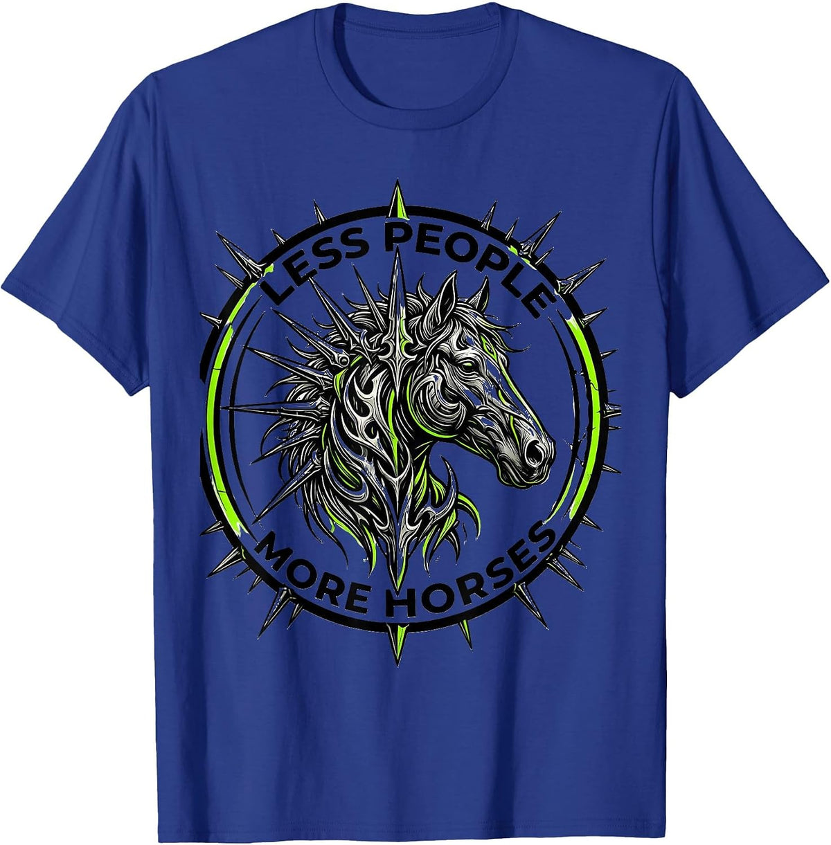 Less People More Horses Equestrian Design T-Shirt - Royal Blue