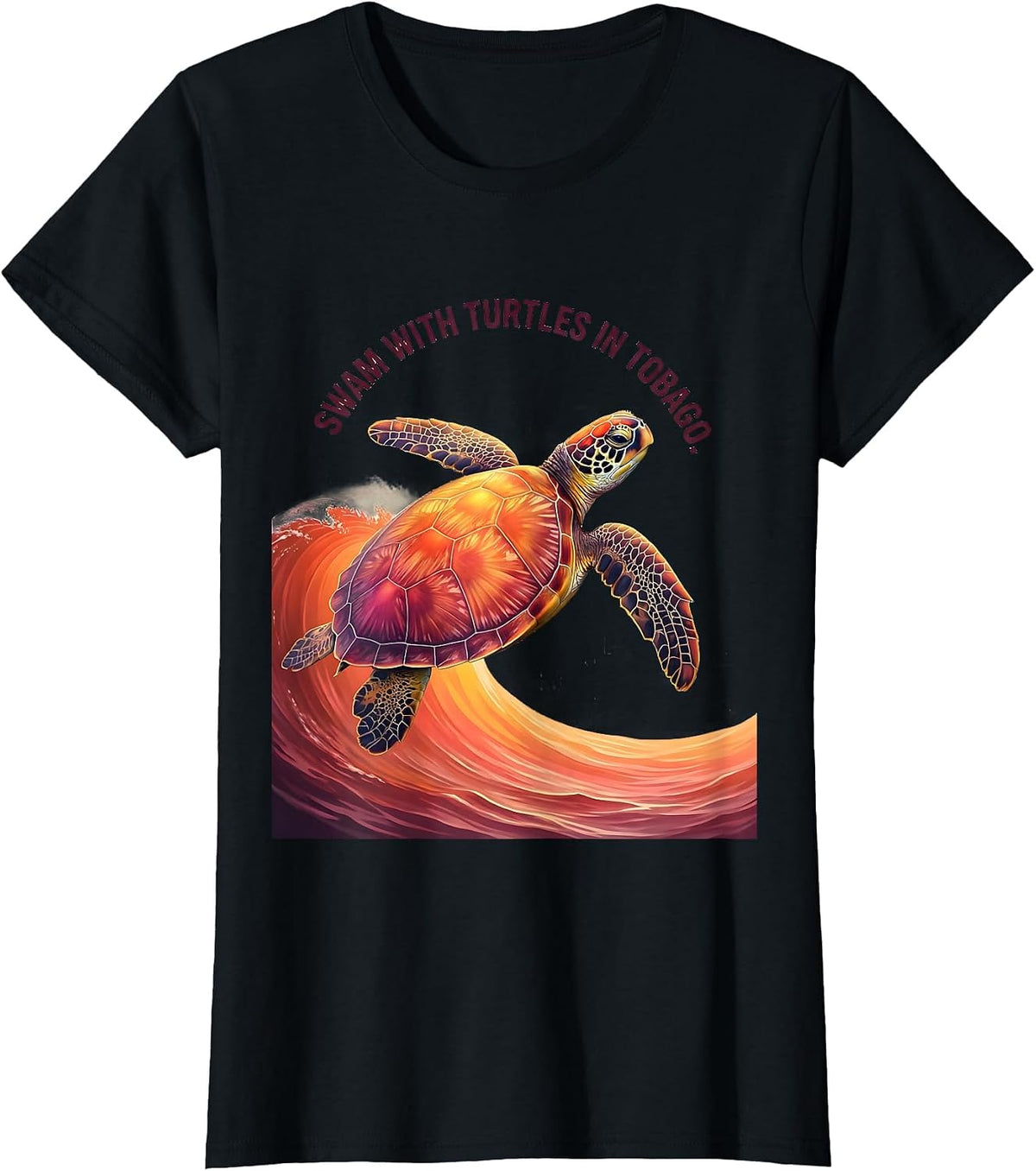 Swam With Turtles In Tobago Gradient Sea Turtle Souvenir T-Shirt - Black