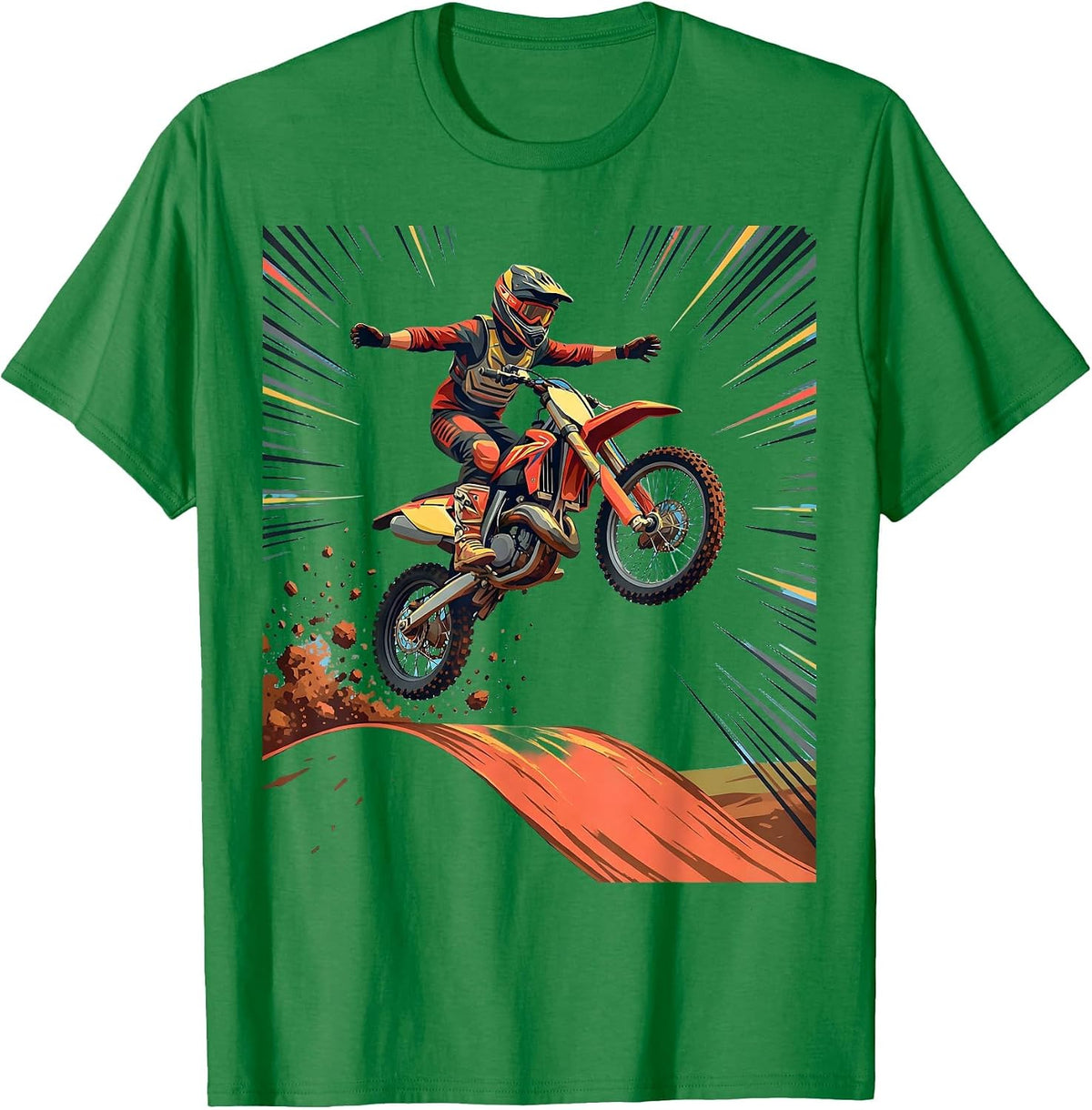 Men's 8th Birthday Dirt Bike Mid-Air Jump Graphic T-Shirt - Kelly Green