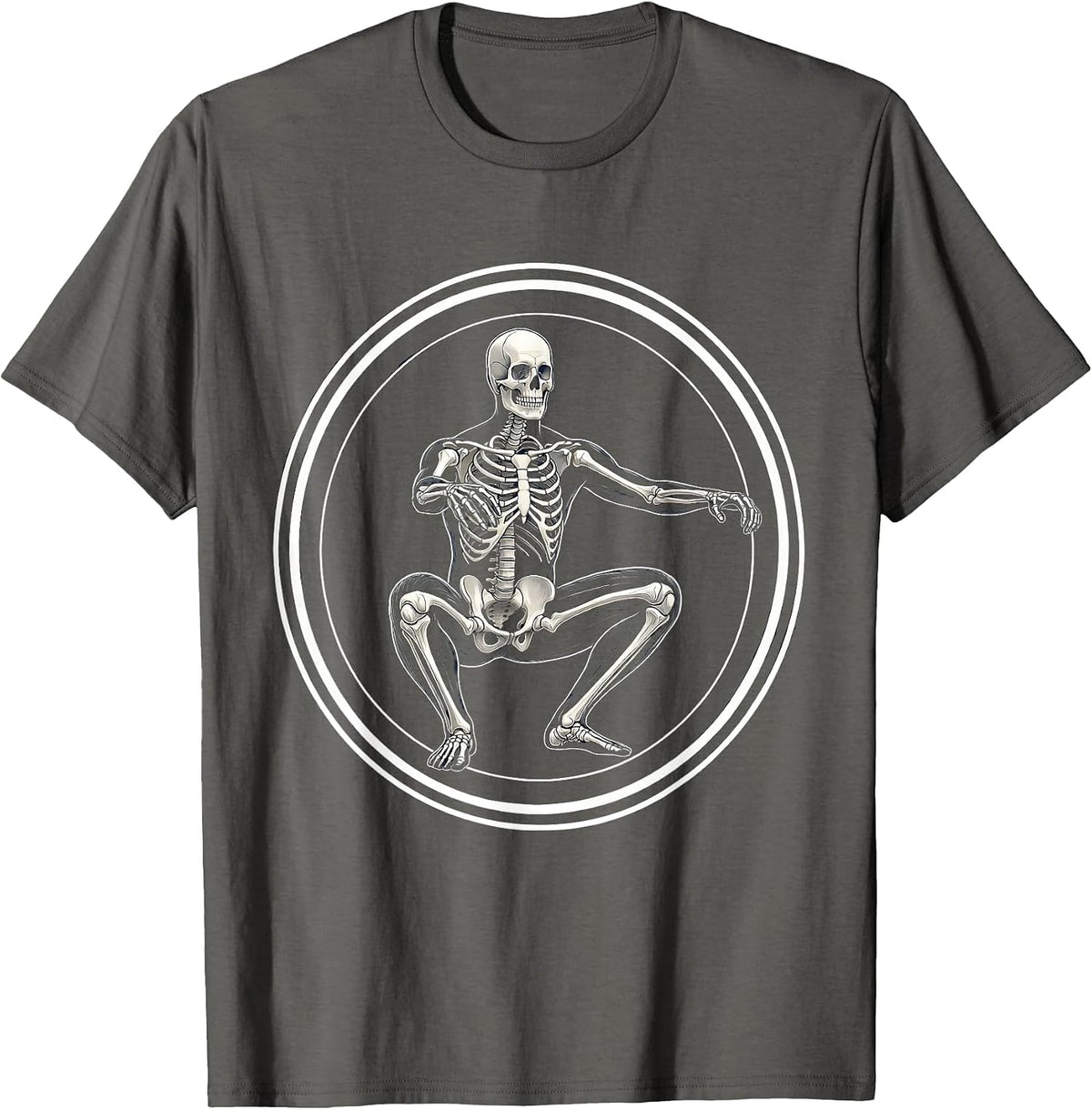 Men's Skeleton Deep Squat Physical Therapy Funny Bone T-Shirt - Asphalt Grey