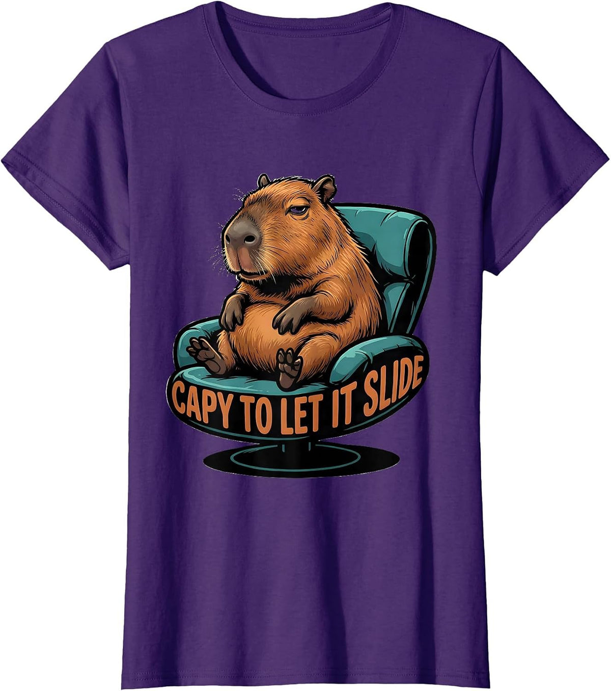 Women's Capy To Let It Slide Funny Capybara Gamer Meme Humor T-Shirt - Purple