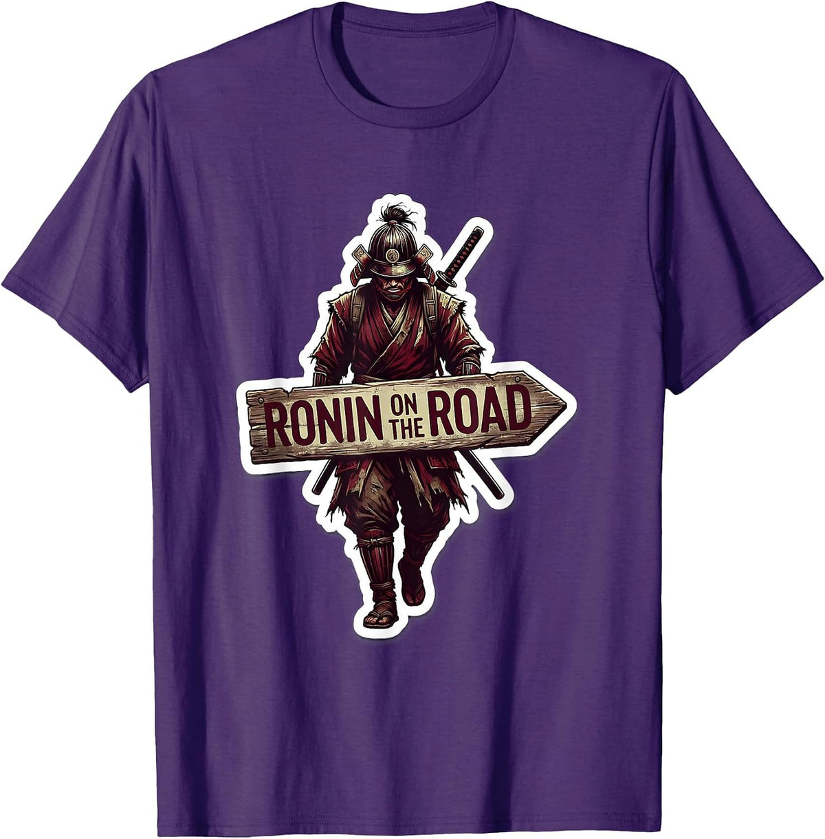 Ronin On The Road Japanese Wanderer Design T-Shirt - Purple