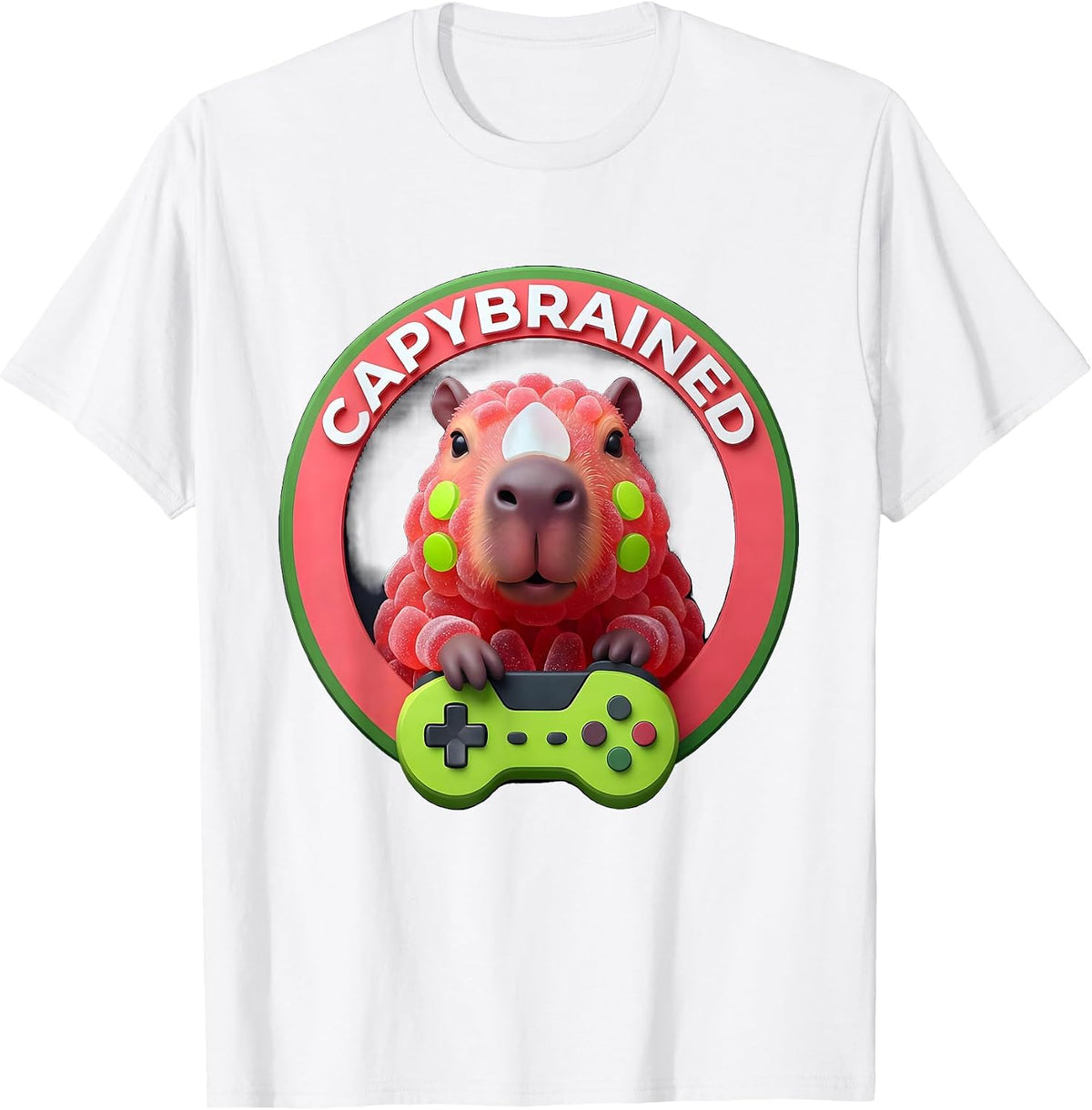 Capybrained Funny Capybara Gamer Meme Humor T-Shirt - White