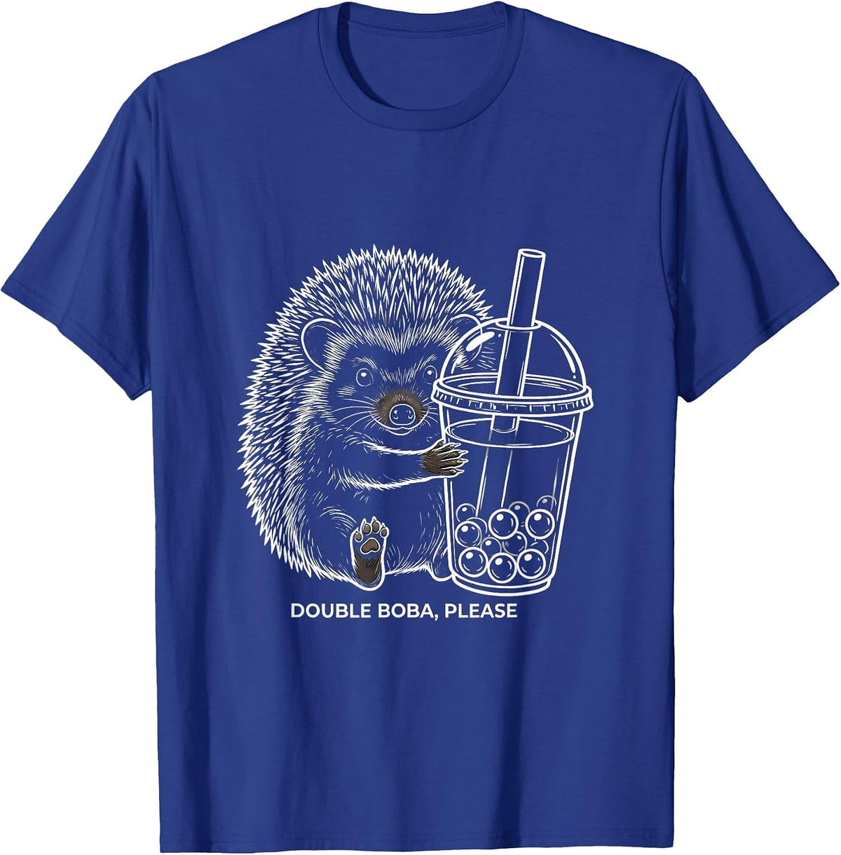 Men's Double Boba, Please Cute Kawaii Hedgehog Boba Tea Lover Gift T-Shirt - Royal Blue