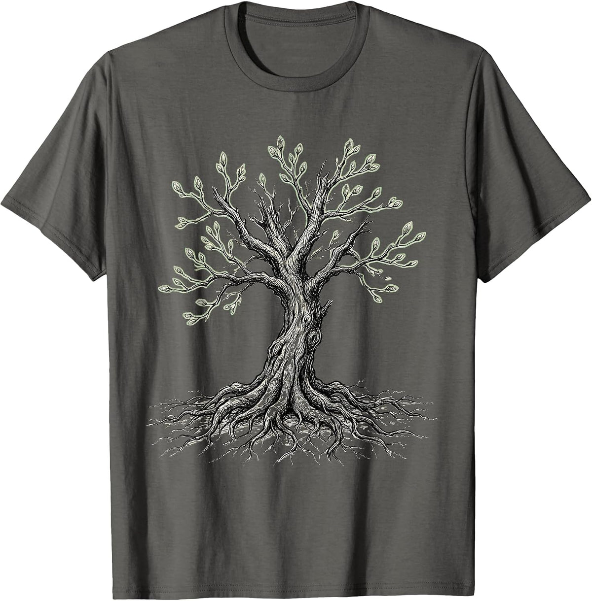 Suicide Awareness Lone Tree New Buds Illustration T-Shirt - Asphalt Grey