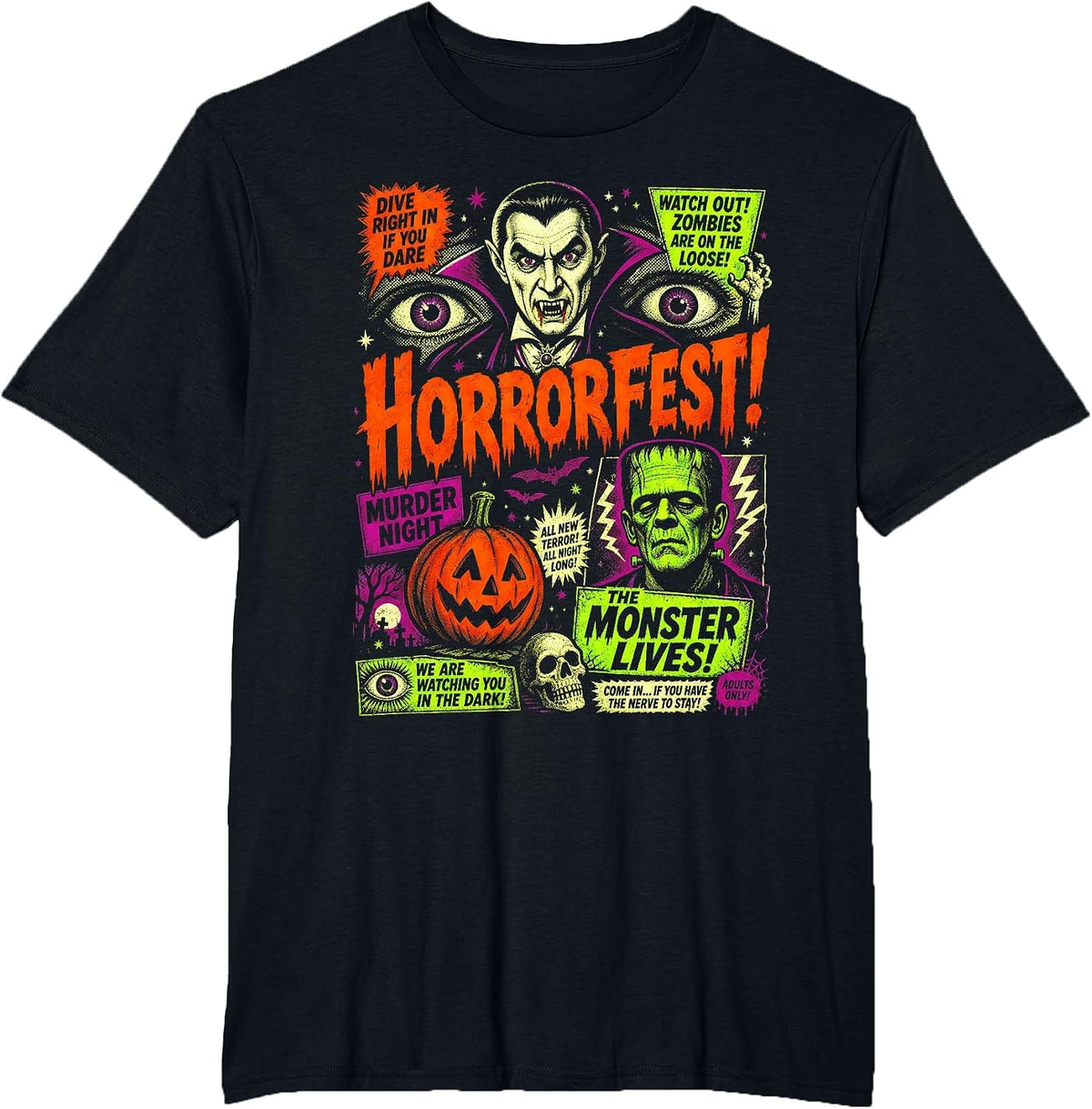 Vintage Horror Movie T-Shirt - Black