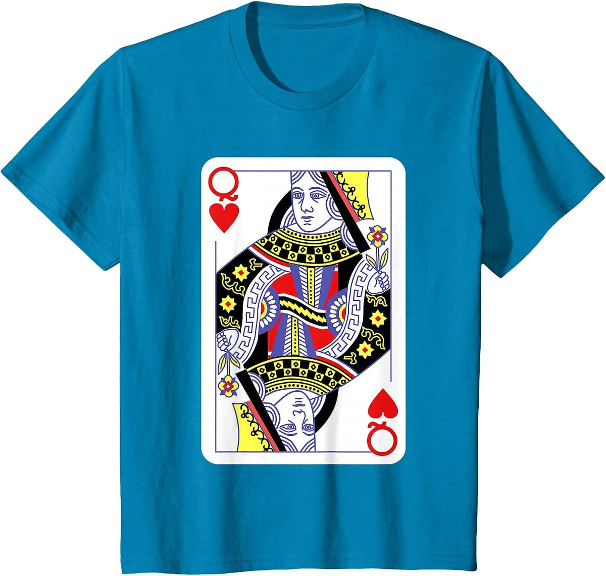 Queen of Hearts Playing Cards Halloween Costume Casino Easy T-Shirt - Sapphire Blue