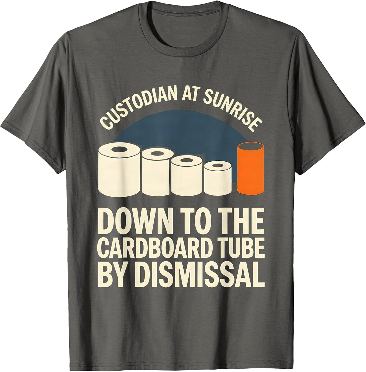 Custodian At Sunrise Down To The Cardboard Tube T-Shirt - Asphalt Grey