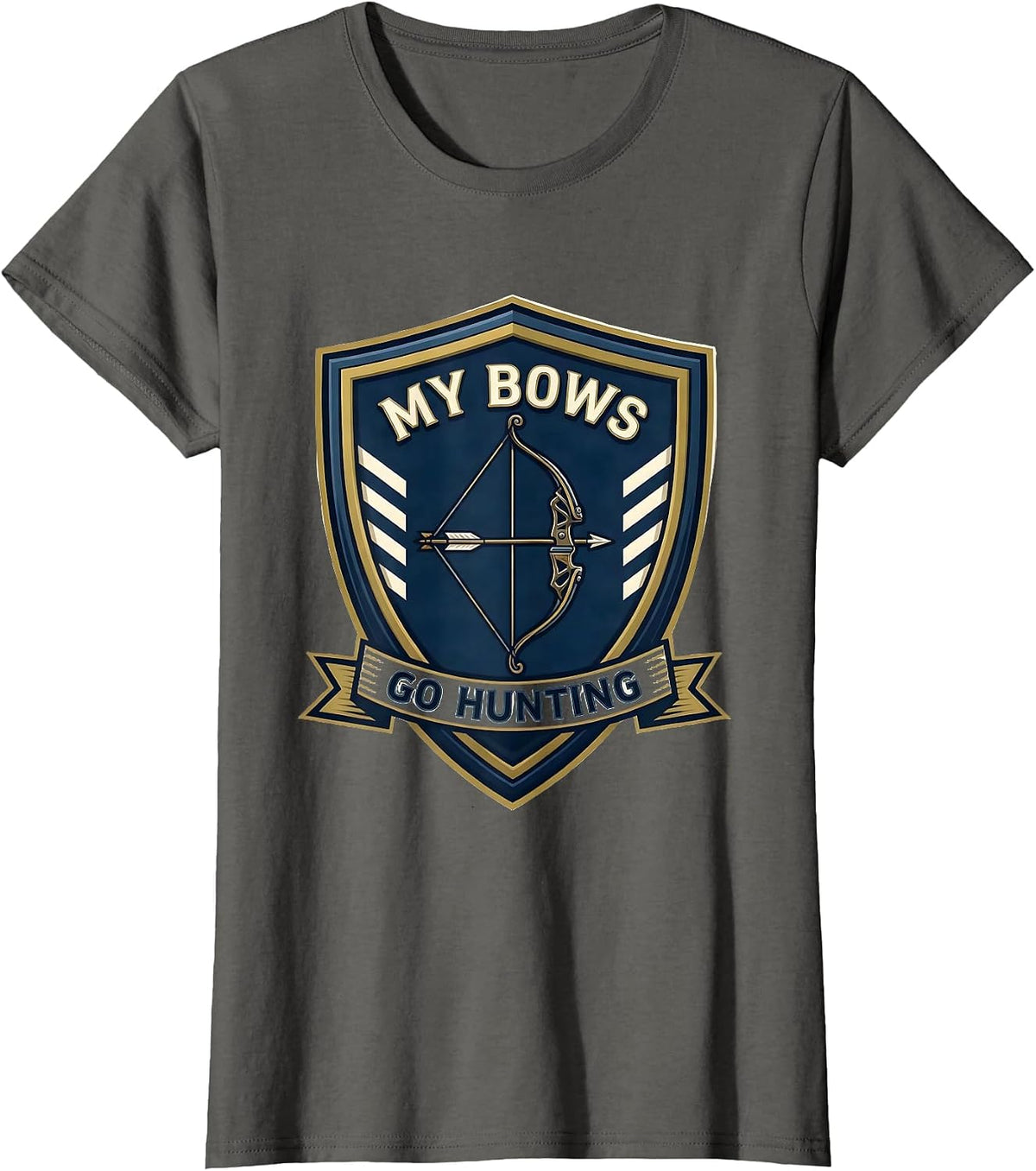 Women's My Bows Go Hunting Archery Bowhunter Deer Elk Hunting Humor T-Shirt - Asphalt Grey