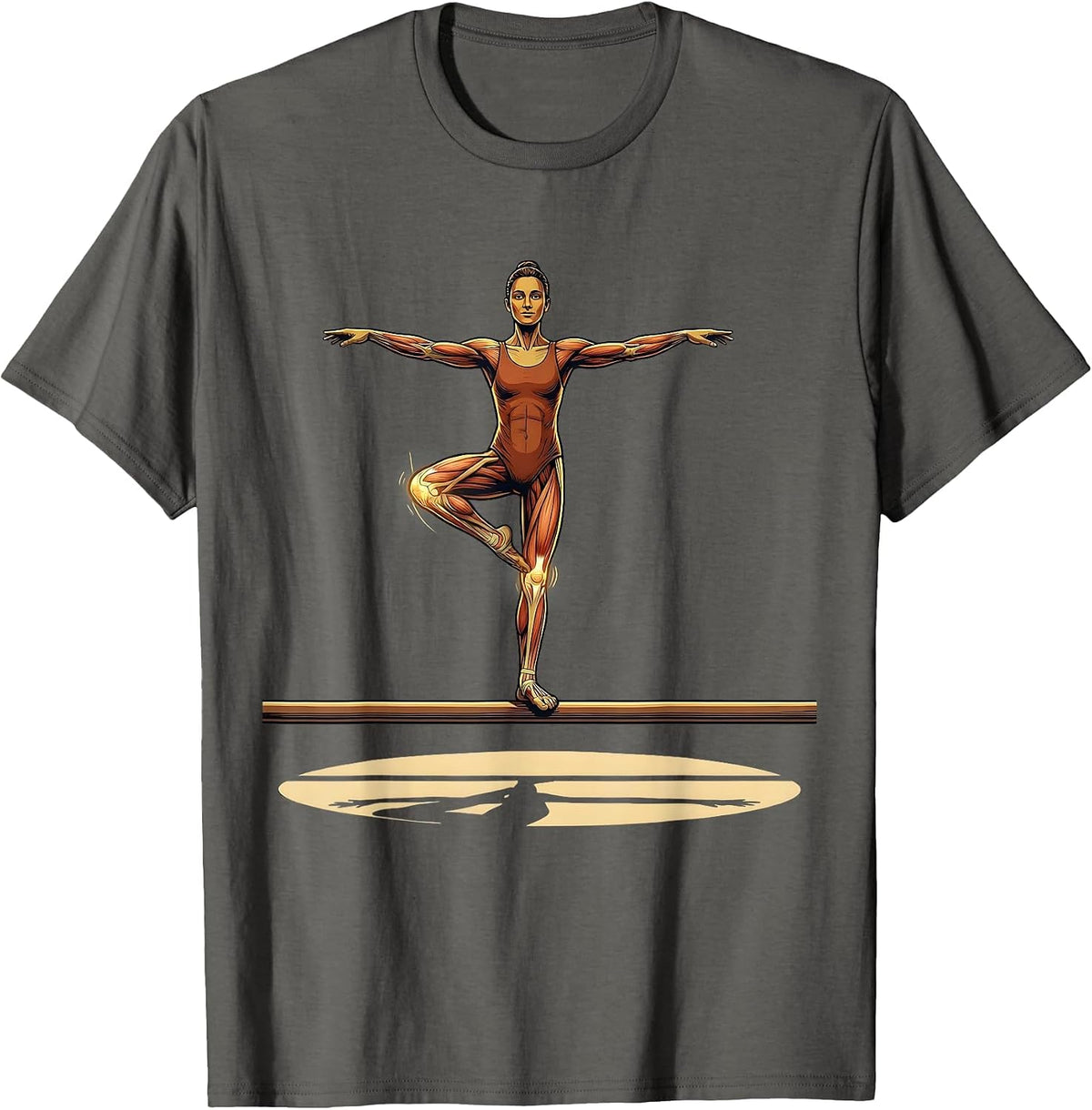 Physical Therapy Single Leg Balance Beam Graphic T-Shirt - Asphalt Grey