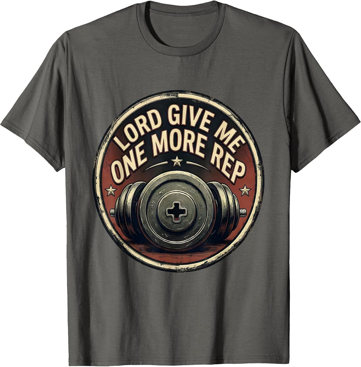 Lord, Give Me One More Rep Vintage Christian Gym T-Shirt - Asphalt Grey