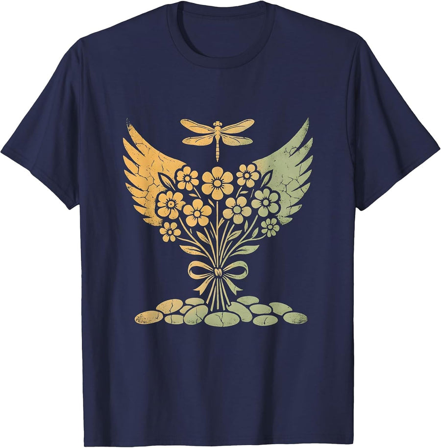 Phoenix Rising Suicide Prevention Awareness Graphic T-Shirt - Navy Blue