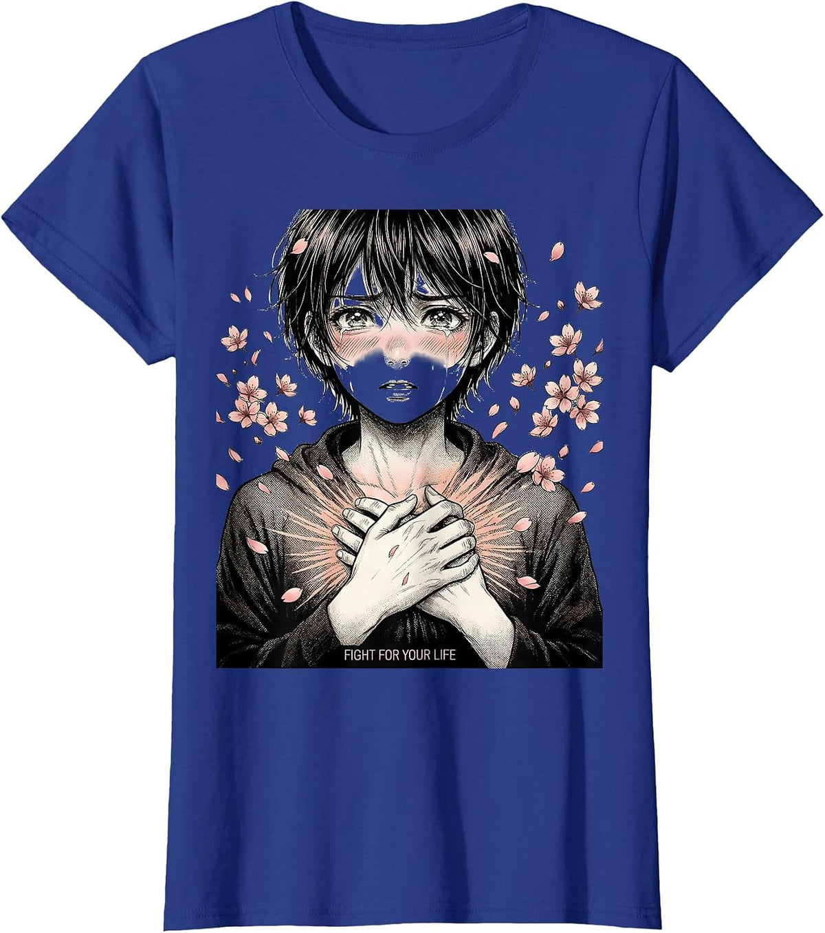 Women's Fight for Your Life Suicide Prevention Design T-Shirt - Royal Blue