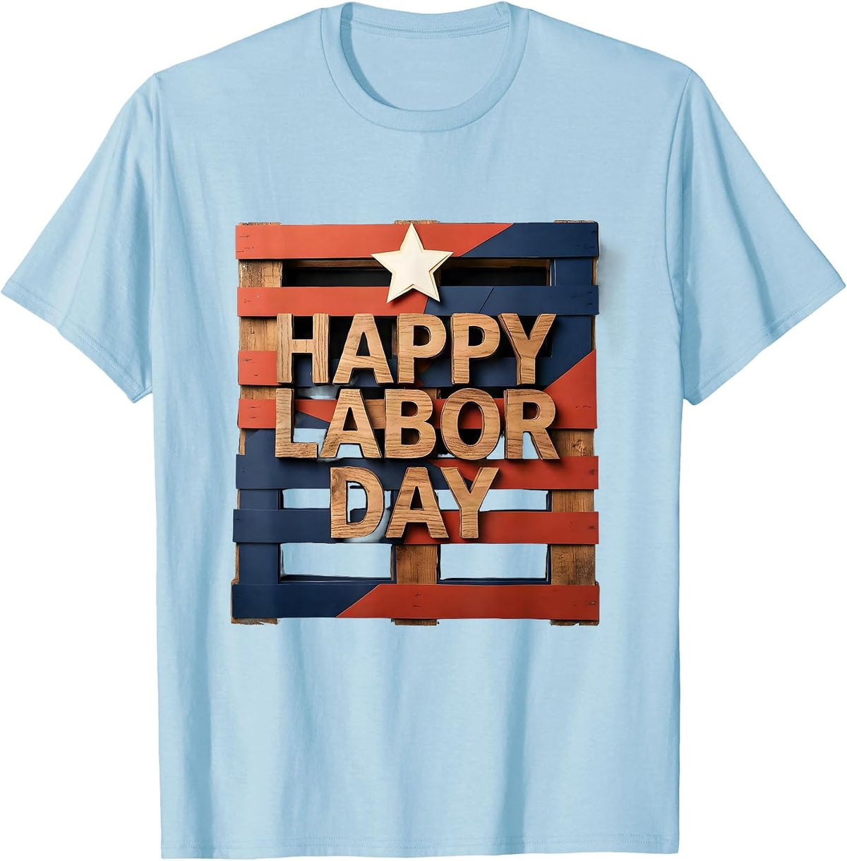 Men's Happy Labor Day Patriotic Union Pride Paper Cutout Graphic T-Shirt - Baby Blue