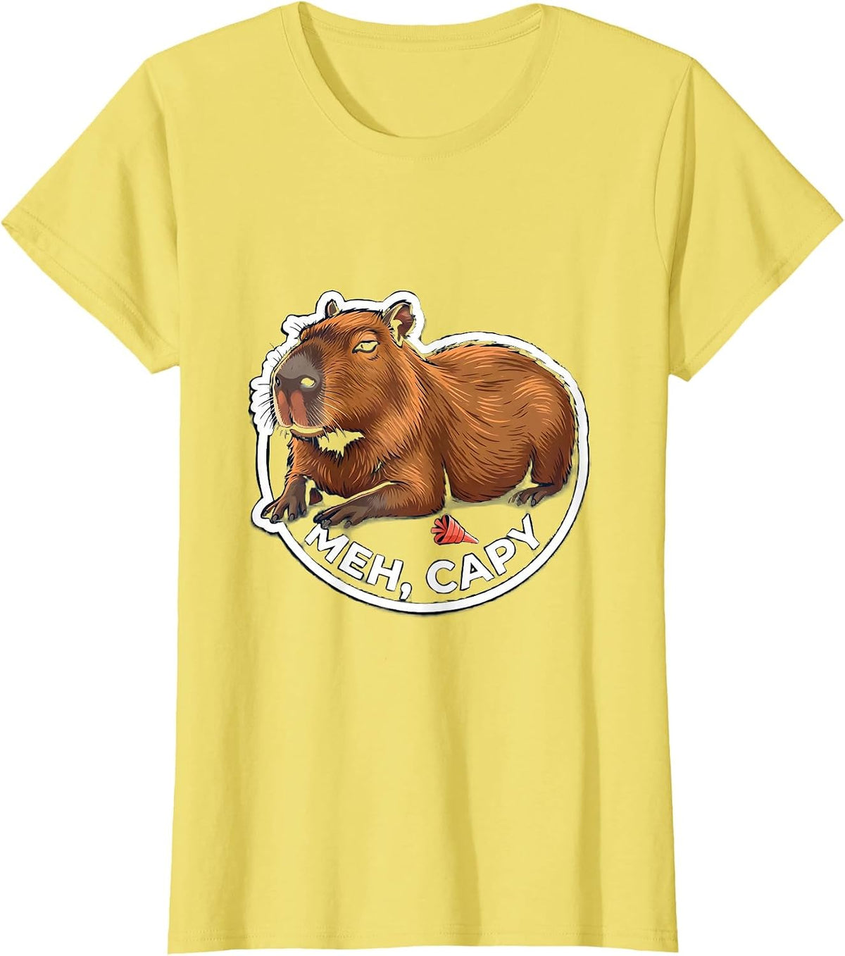 Meh Capy Funny Capybara Animal Meme Gamer T-Shirt - Lemon Yellow