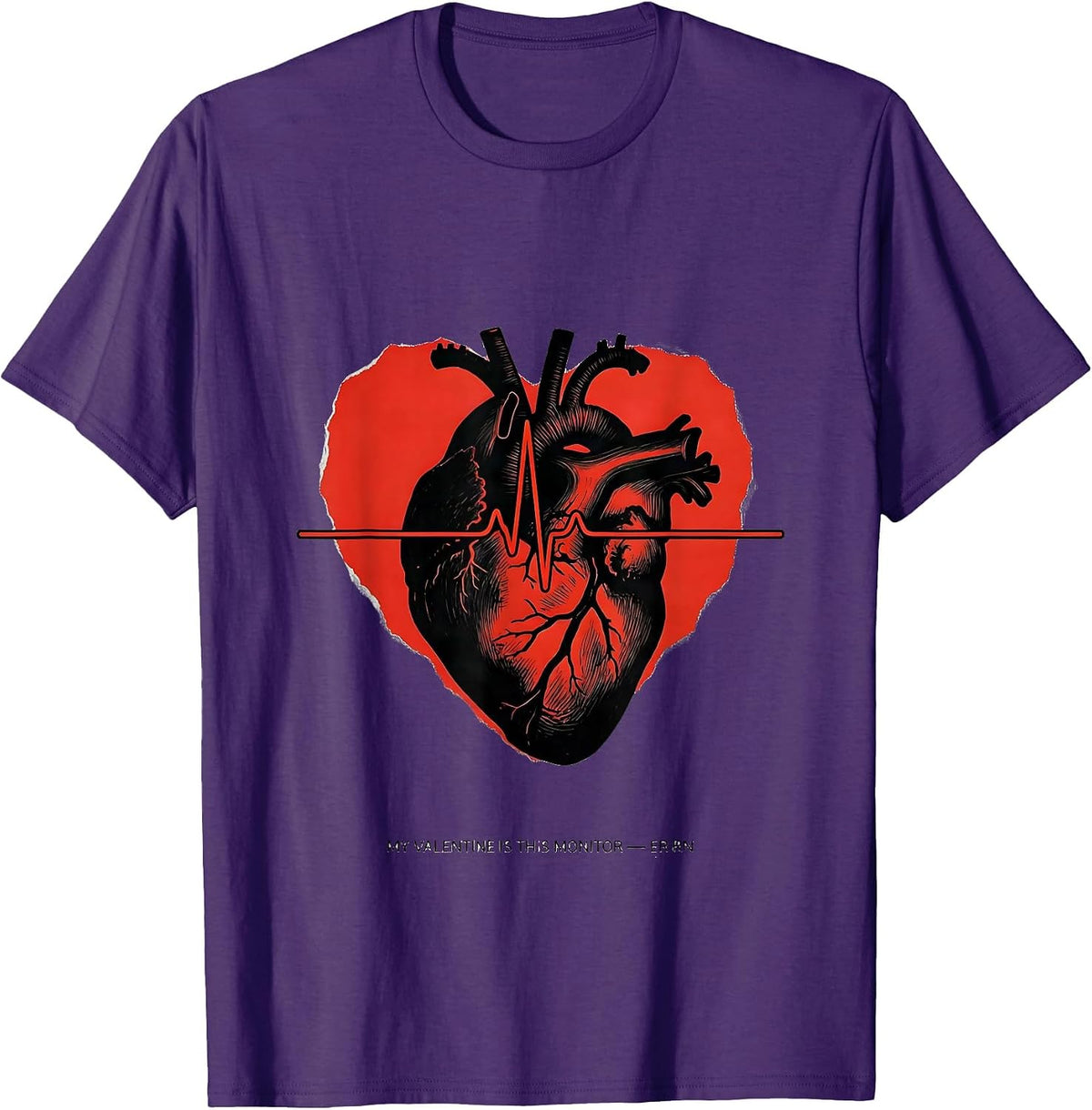 Men's My Valentine Is This Monitor ER RN Funny Nurse Valentine T-Shirt - Purple