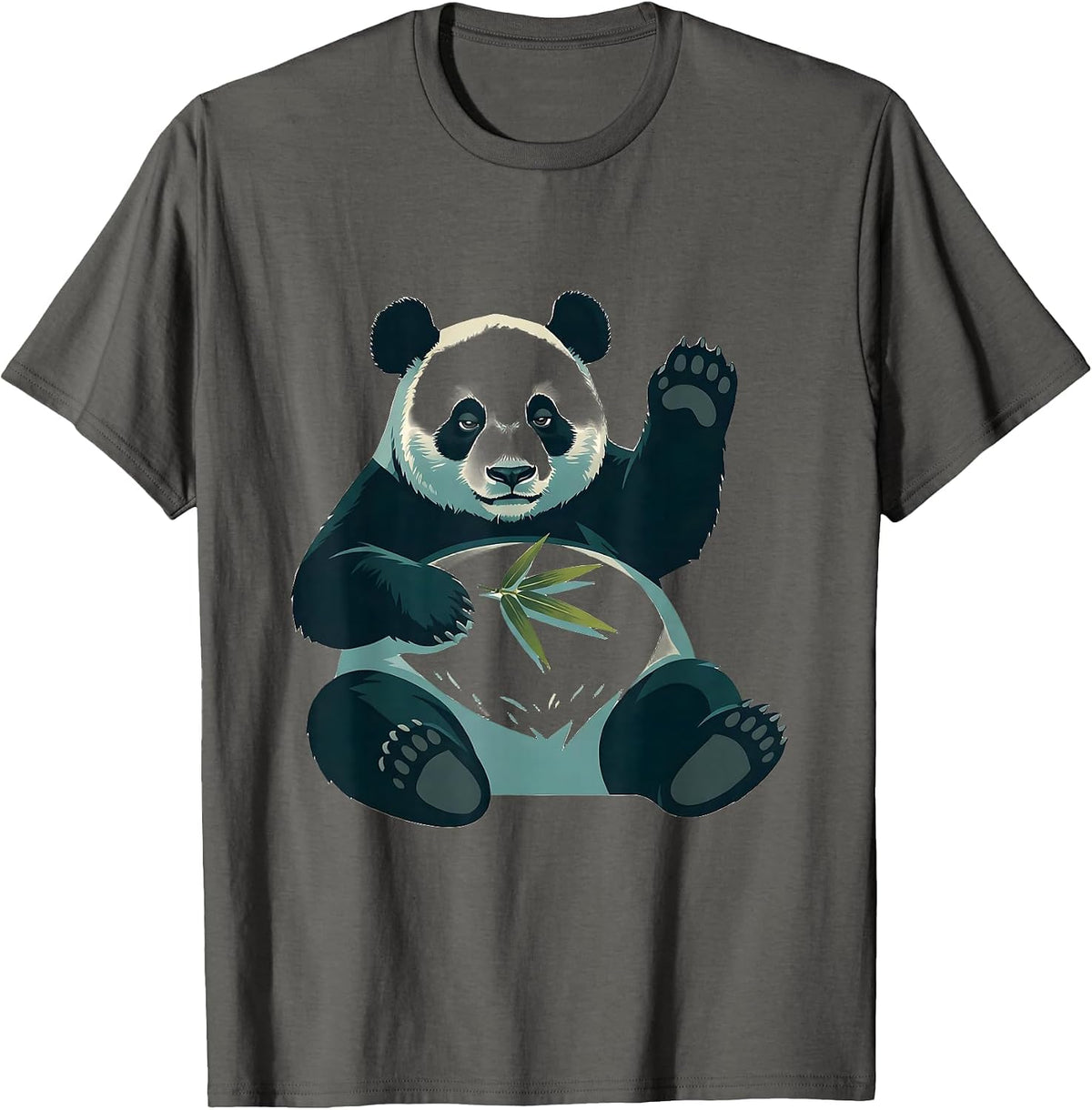 Men's Belly-Up Panda Lazy Wave Funny Animal Humor T-Shirt - Asphalt Grey
