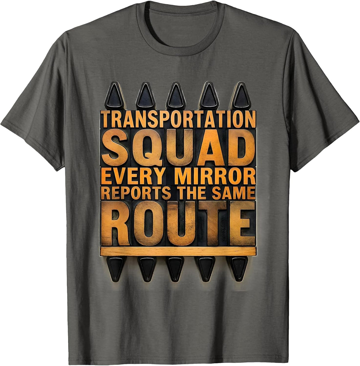Men's Transportation Squad, Every Mirror Reports The Same Route T-Shirt - Asphalt Grey