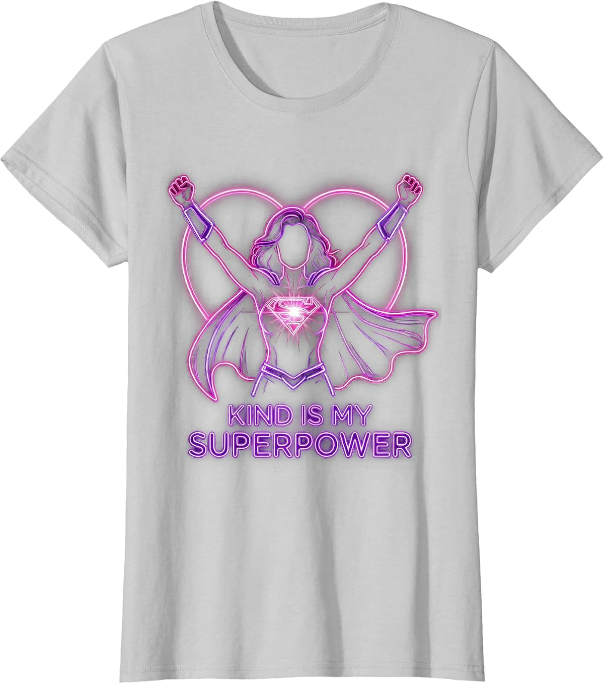 Women's Kind Is My Superpower Be Kind Graphic Design T-Shirt - Silver Grey