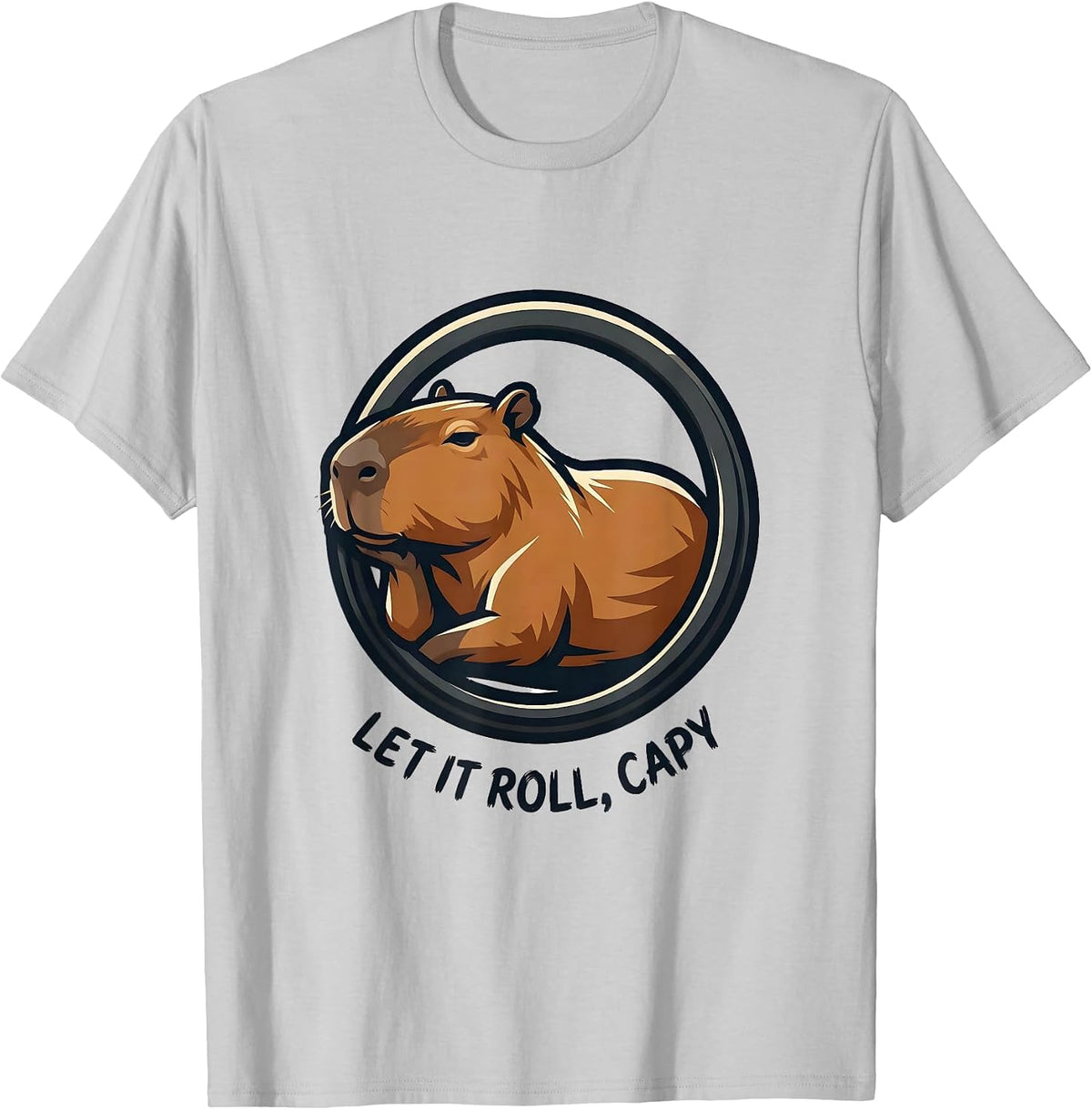 Men's Let It Roll Capy Funny Capybara Animal Humor Meme T-Shirt - Silver Grey