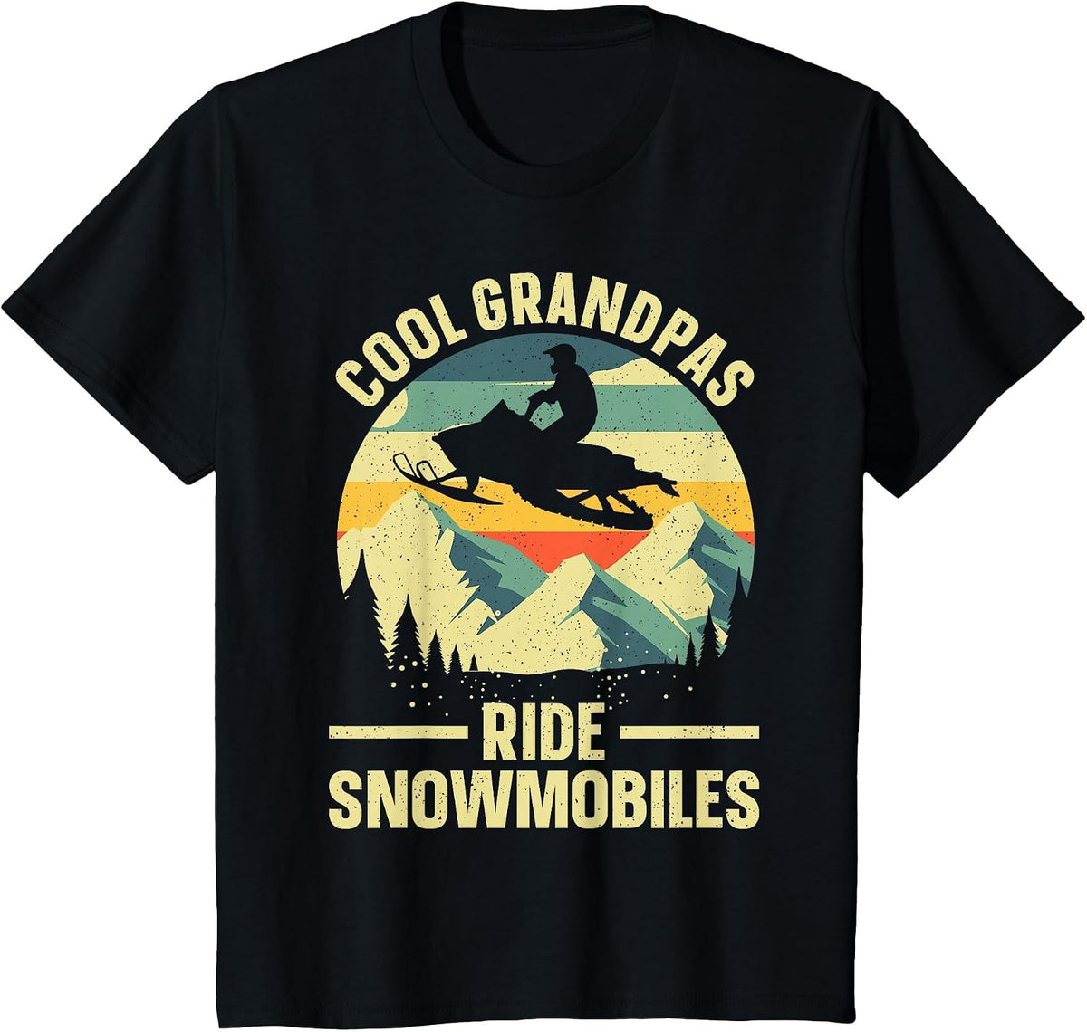 Cool Snowmobile Art for Men Grandpa Snowmobiling Snowmobile T-Shirt - Black