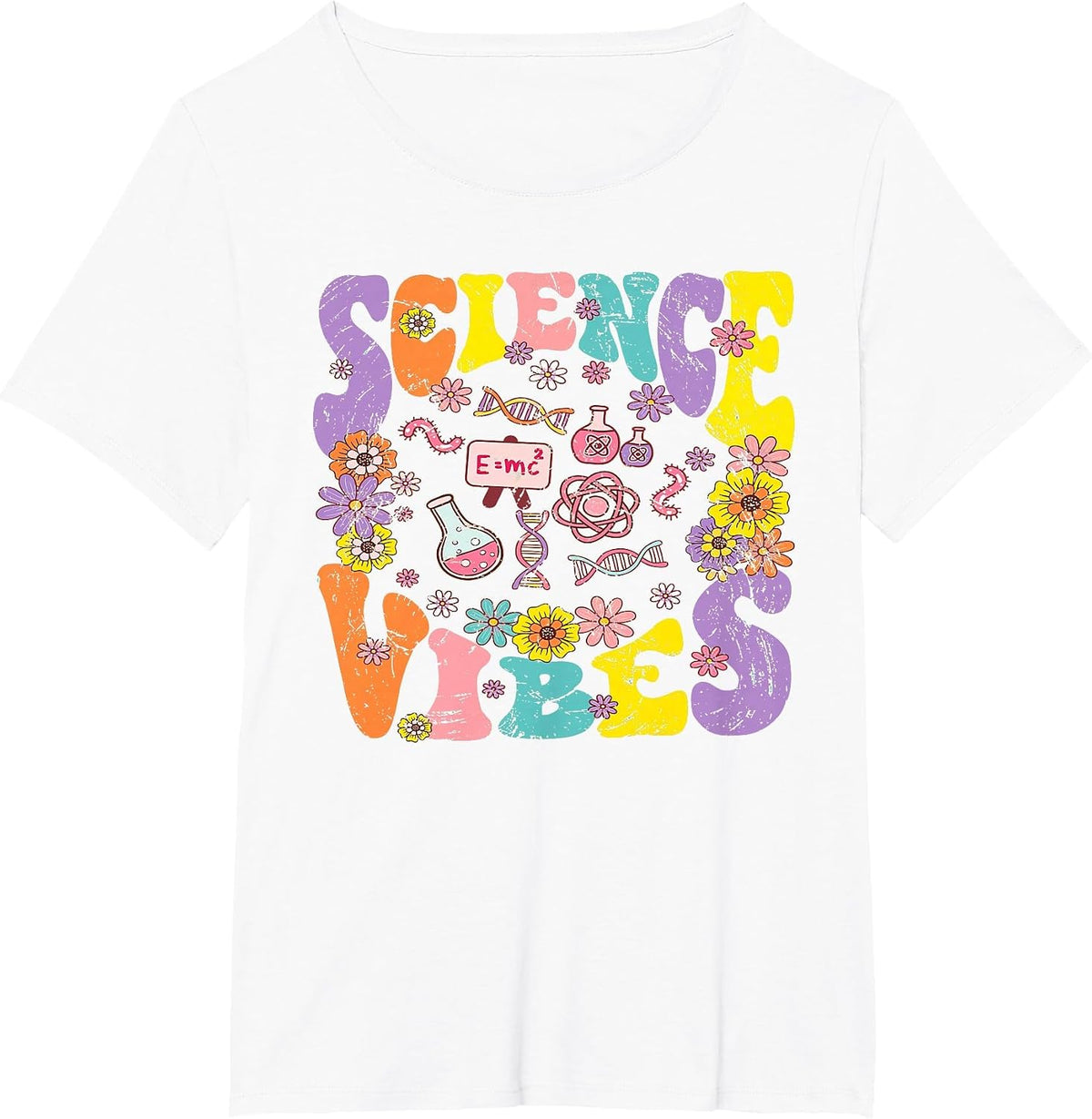 Science Vibes Retro 1st Day of Back to School Groovy Teacher T-Shirt - White