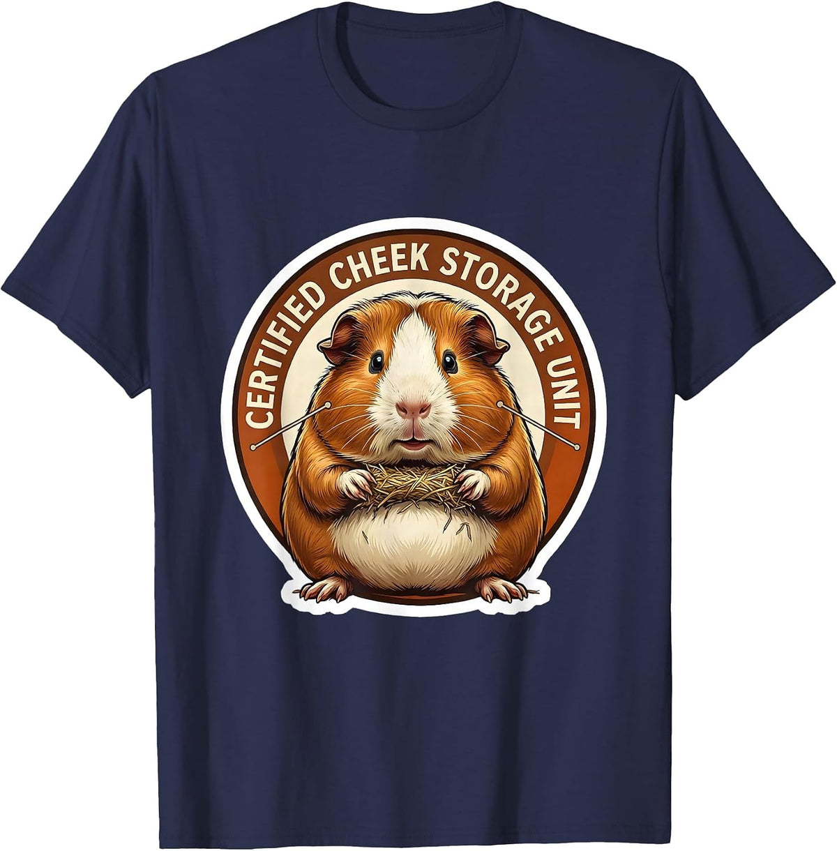 Certified Cheek Storage Unit Funny Guinea Pig Lover Cavy T-Shirt - Navy Blue
