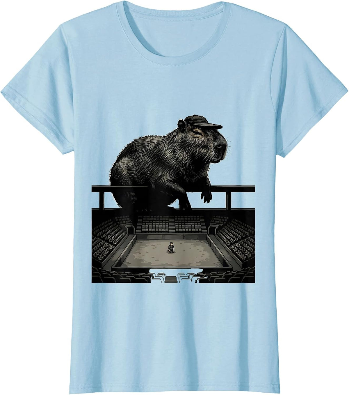 Capybara Gamer Humor Video Games Silhouette T-Shirt - Baby Blue