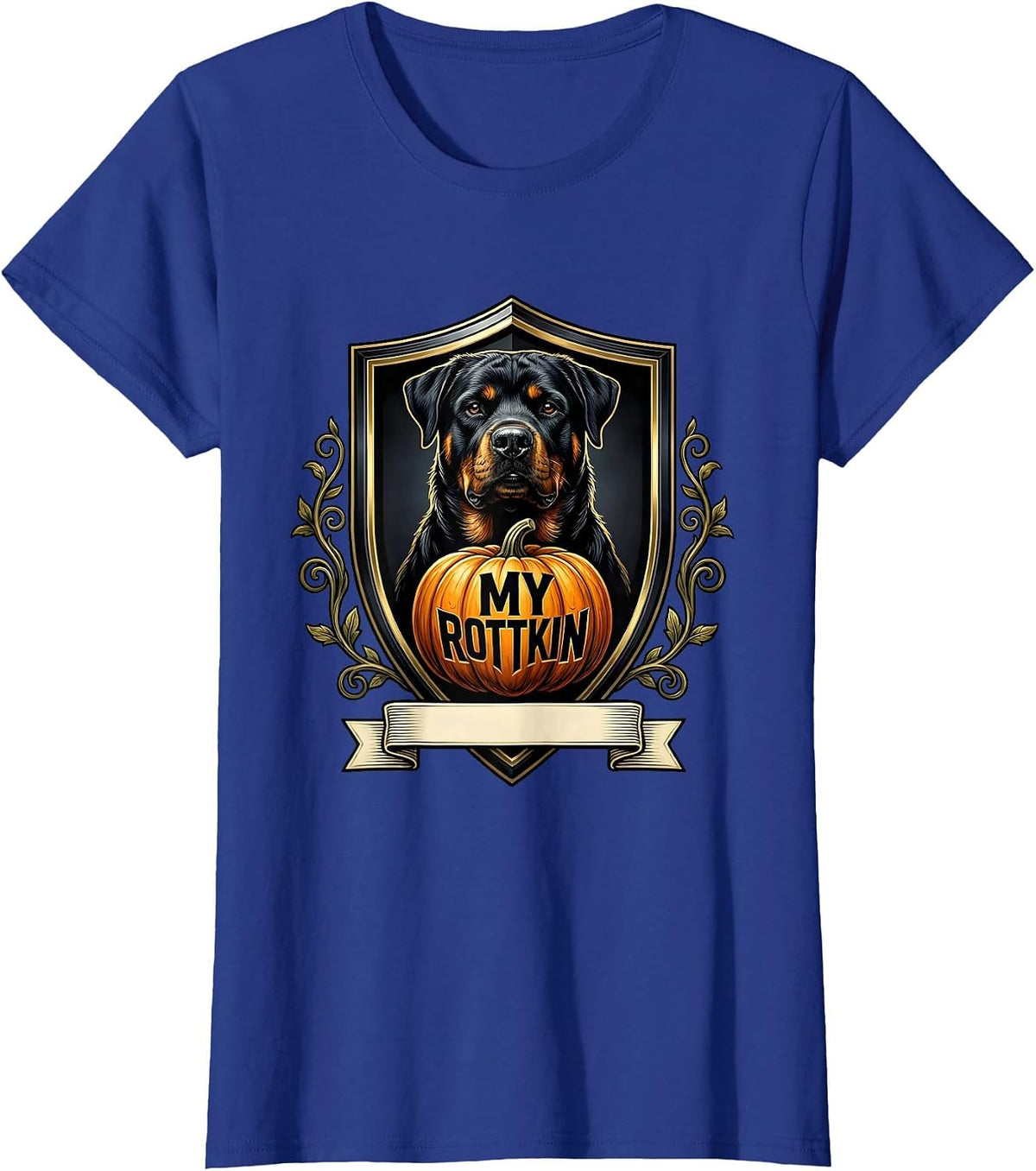Women's My Rottkin Emblem Halloween Rottweiler Dog Owner Family T-Shirt - Royal Blue