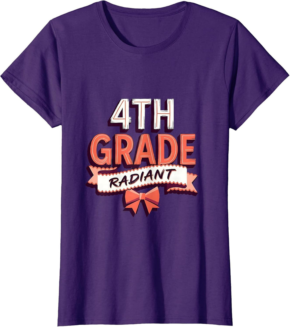 Women's 4th Grade Radiant Coquette Bow Back to School Fourth Grade T-Shirt - Purple