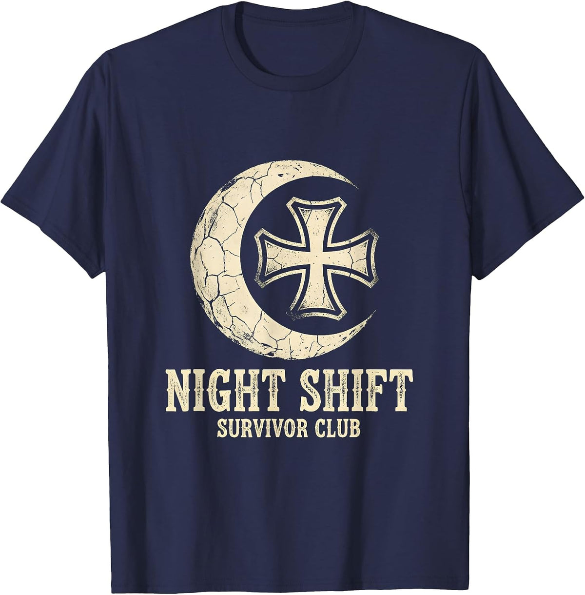 Night Shift Survivor Club Nurse Design T-Shirt - Navy Blue