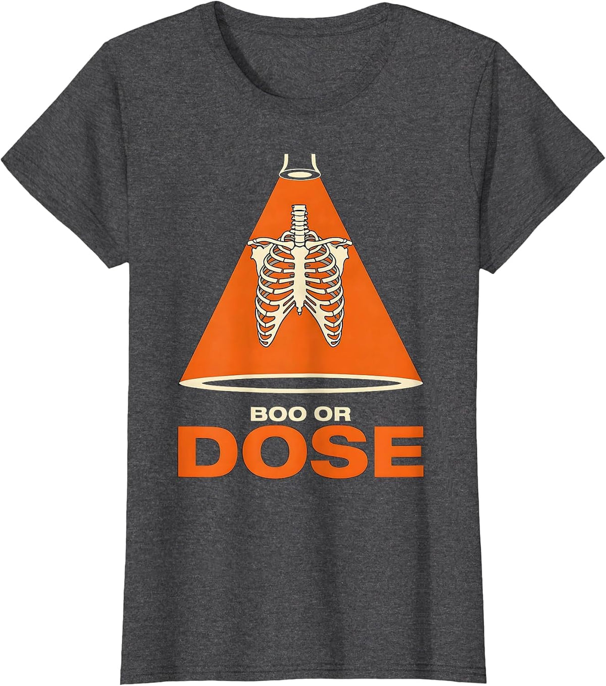 Women's Boo Or Dose Stencil Graphic Radiology Tech Halloween T-Shirt - Dark Heather Grey