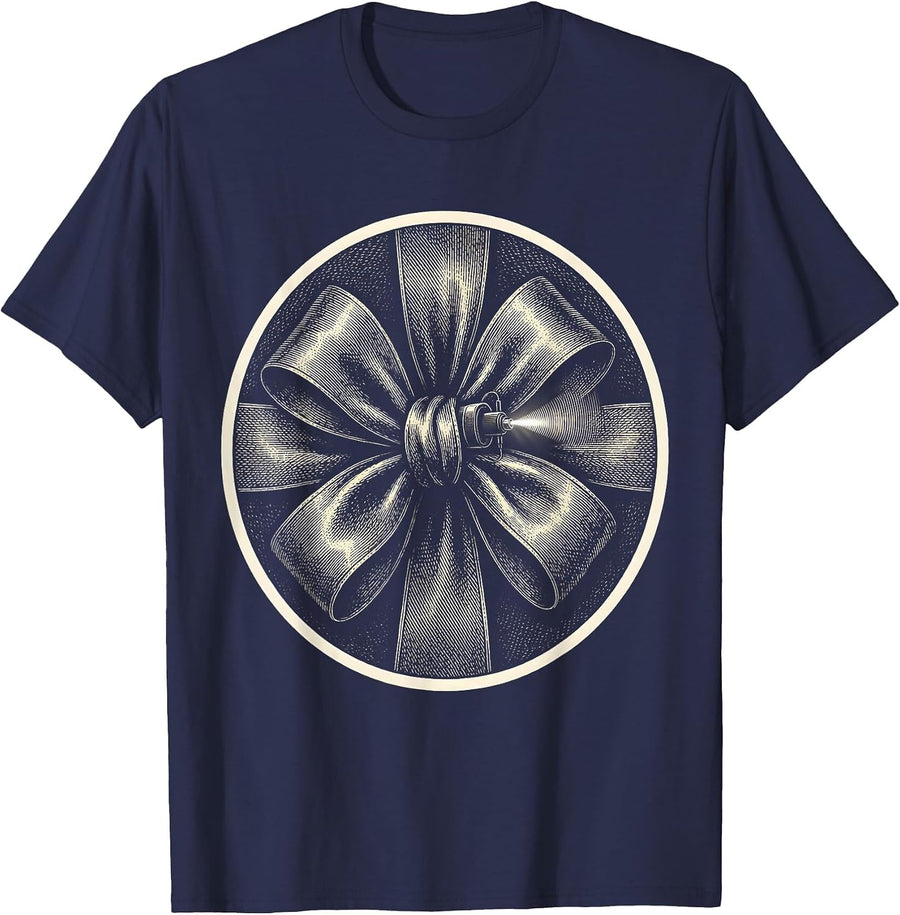 Christmas Bow Ultrasound Tech Radiology Tech Humor T-Shirt - Navy Blue