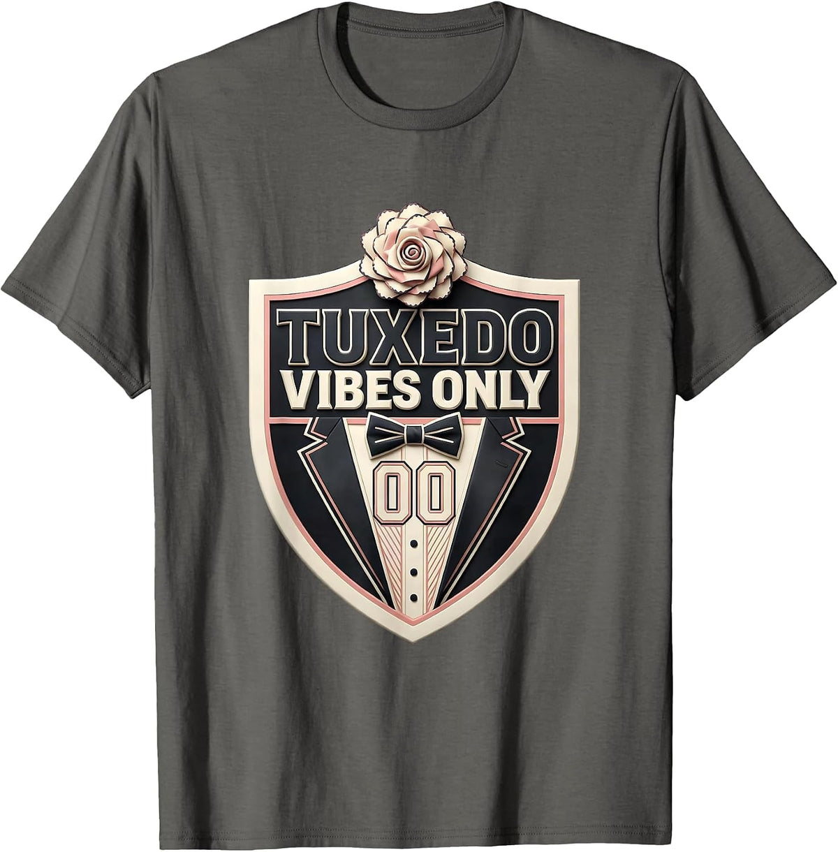 Tuxedo Vibes Only Formal Style Design T-Shirt - Asphalt Grey