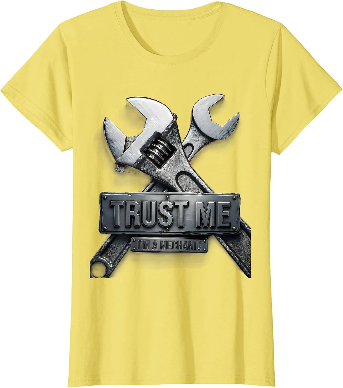 Trust Me I'm a Mechanic Funny Auto Design T-Shirt - Lemon Yellow