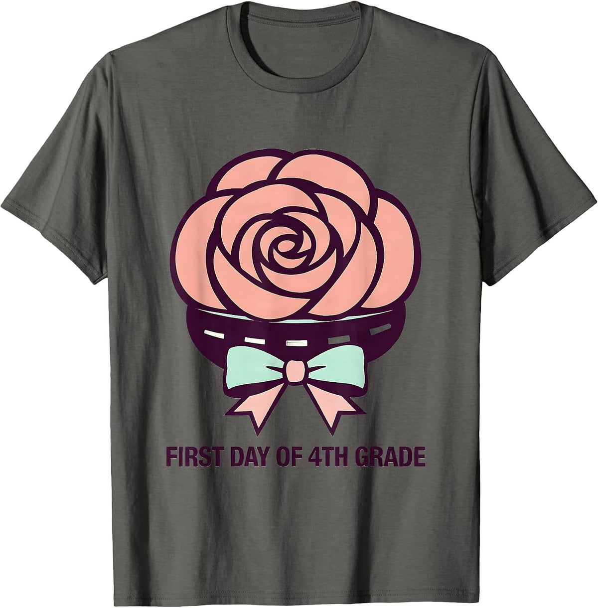 Men's First Day Of 4th Grade Coquette Bow Back To School Girly T-Shirt - Asphalt Grey