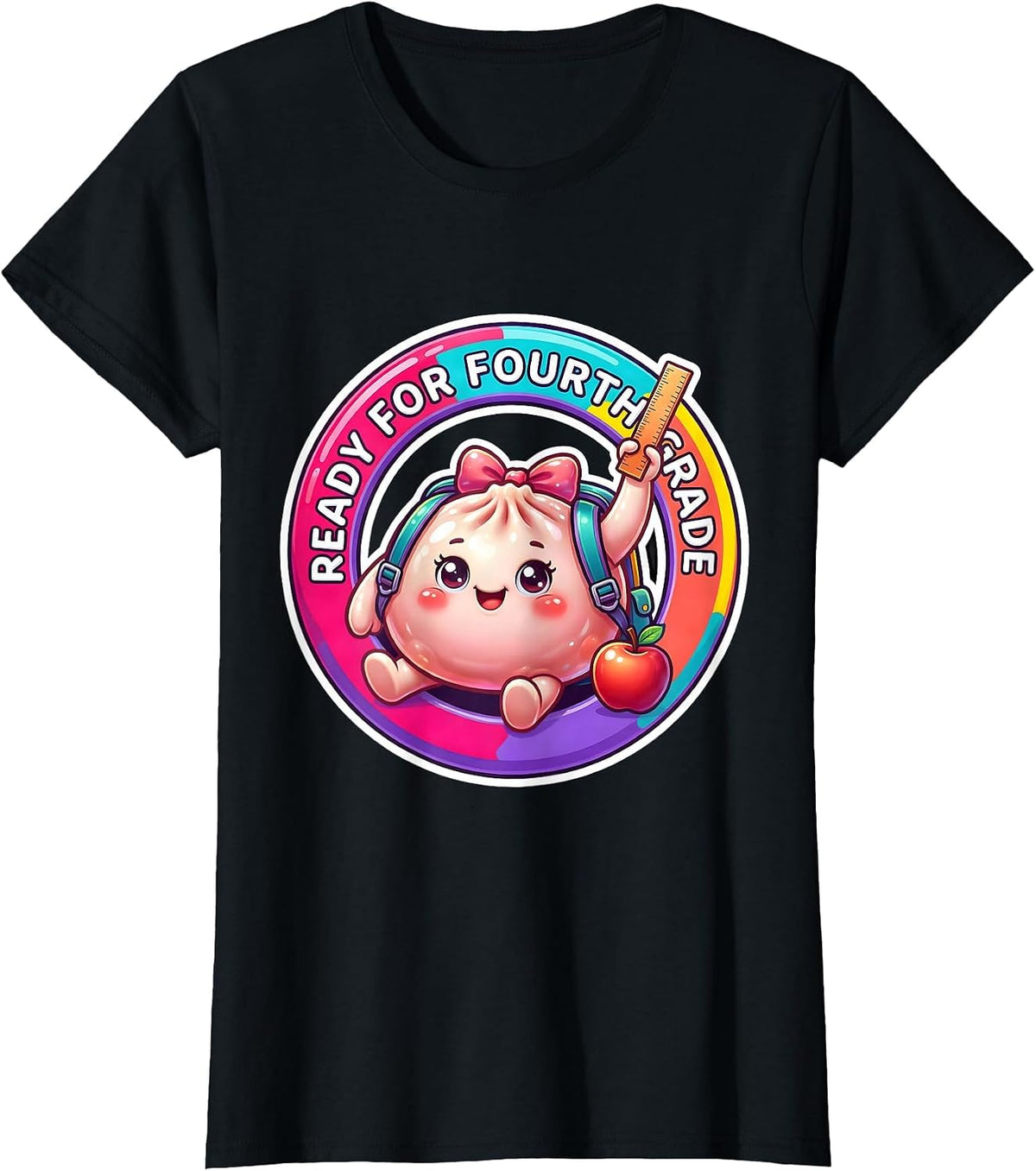 Women's Ready For Fourth Grade Cute Dumpling Girl First Day T-Shirt - Black