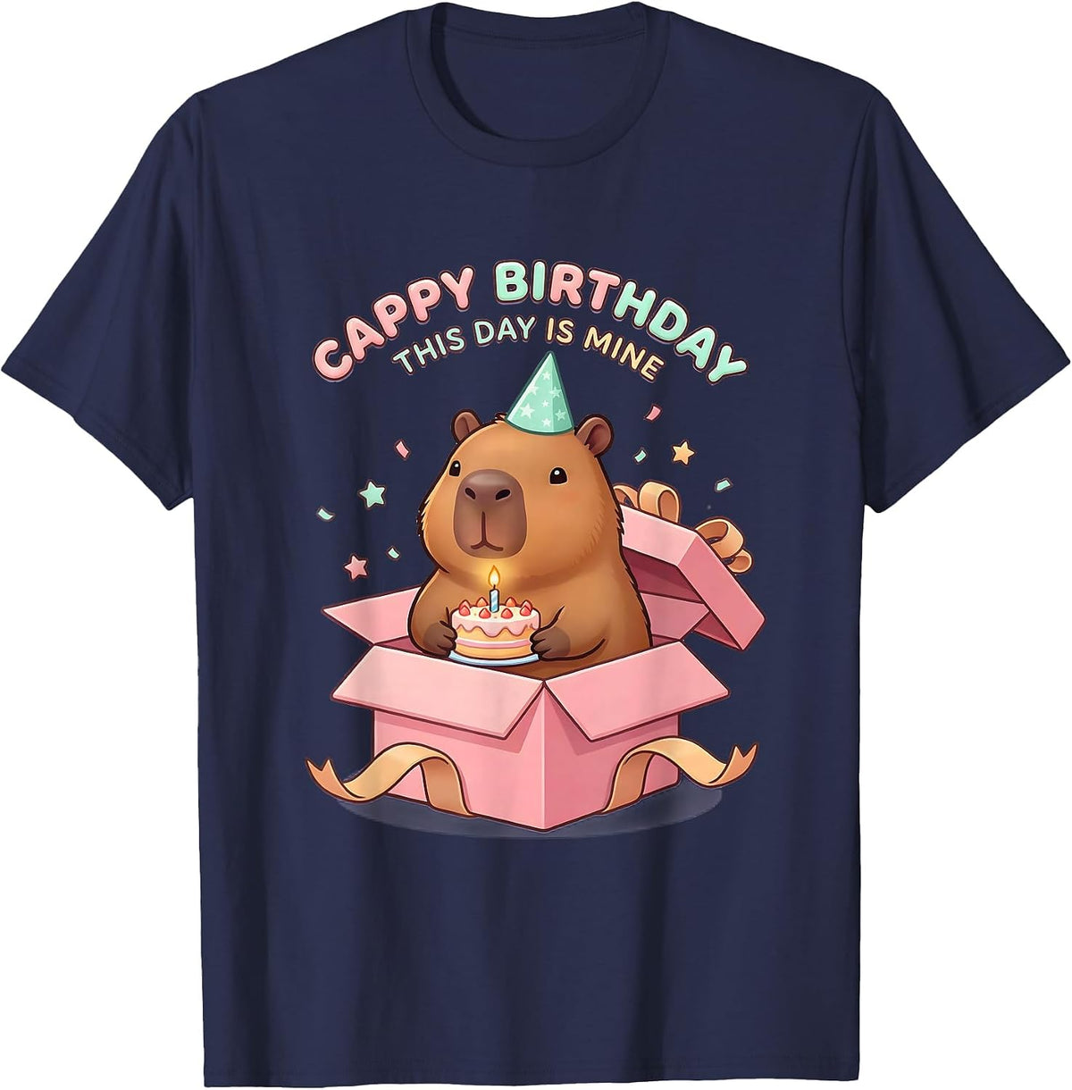 Men's Cappy Birthday This Day Is Mine Cute Kawaii Capybara T-Shirt - Navy Blue