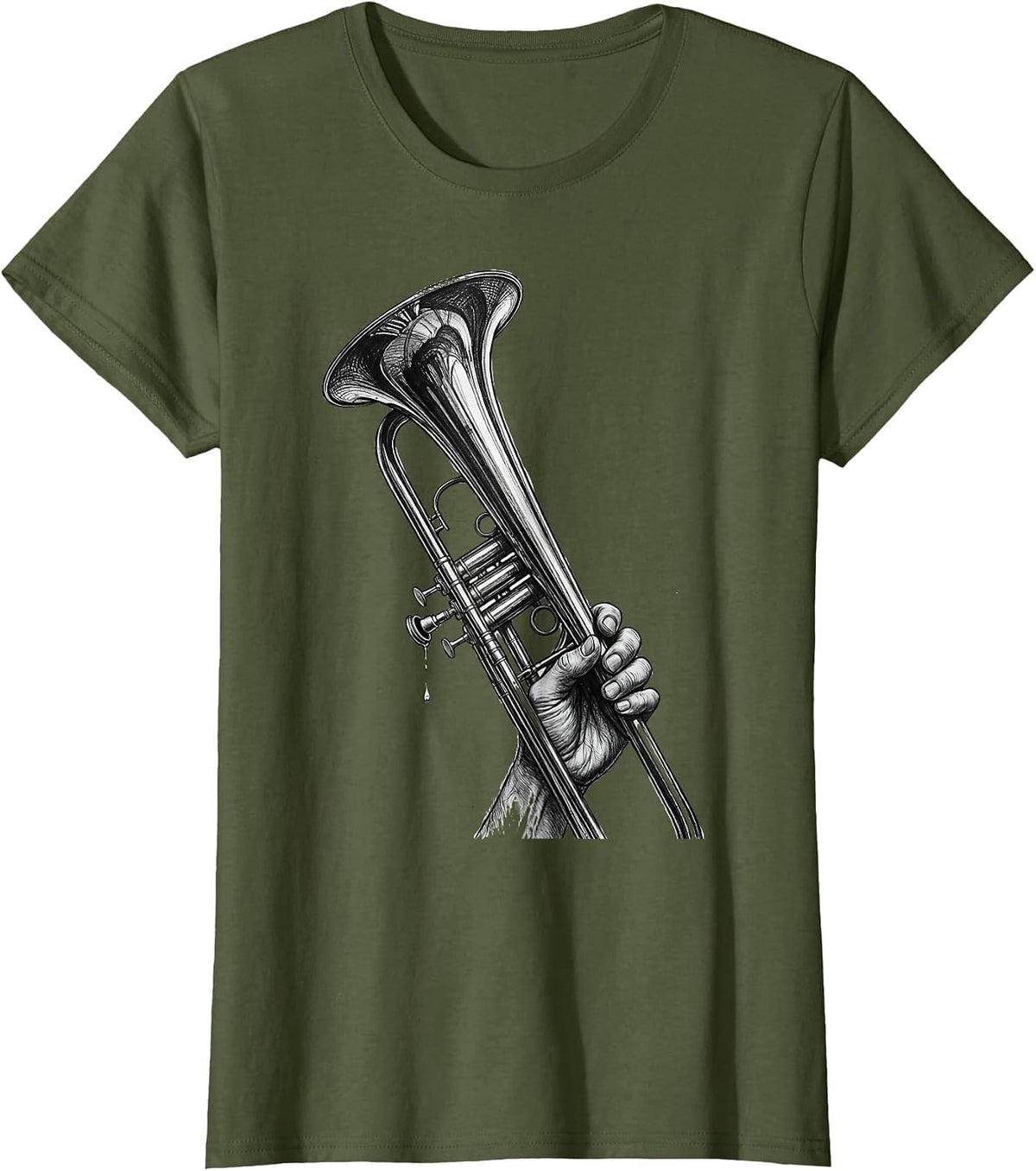 Women's Trombone Slide Tired Humor Band Player Gift T-Shirt - Olive Green
