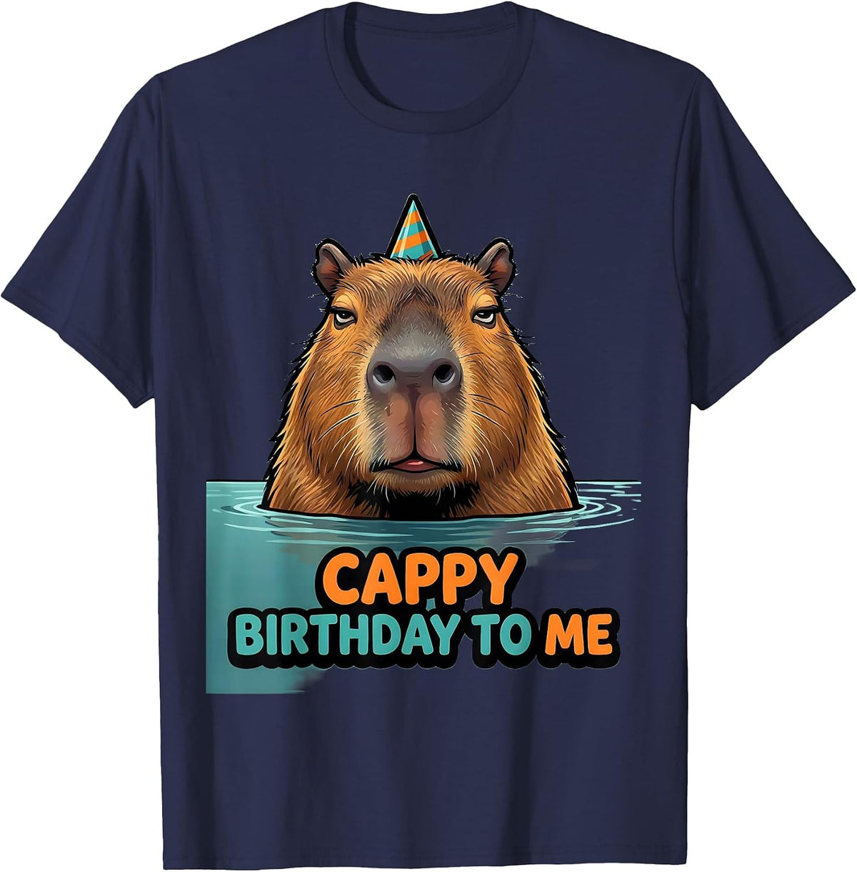 Men's Cappy Birthday to Me Funny Capybara Meme Animal Humor T-Shirt - Navy Blue