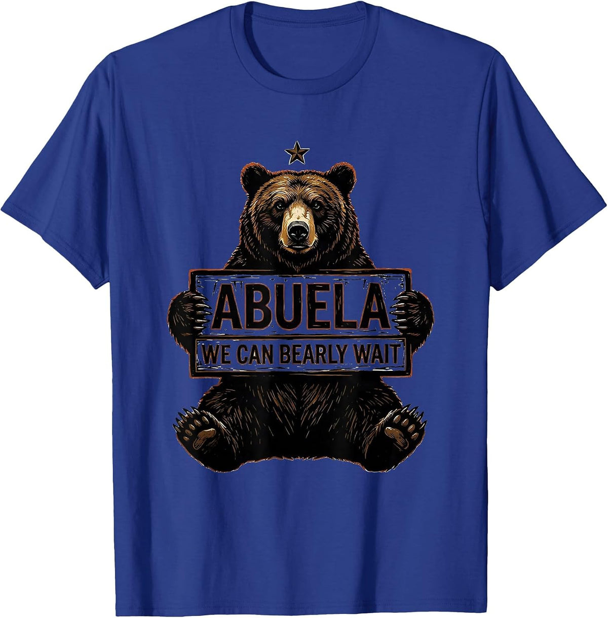 Men's Abuela We Can Bearly Wait Whimsical Baby Shower Bear Family T-Shirt - Royal Blue