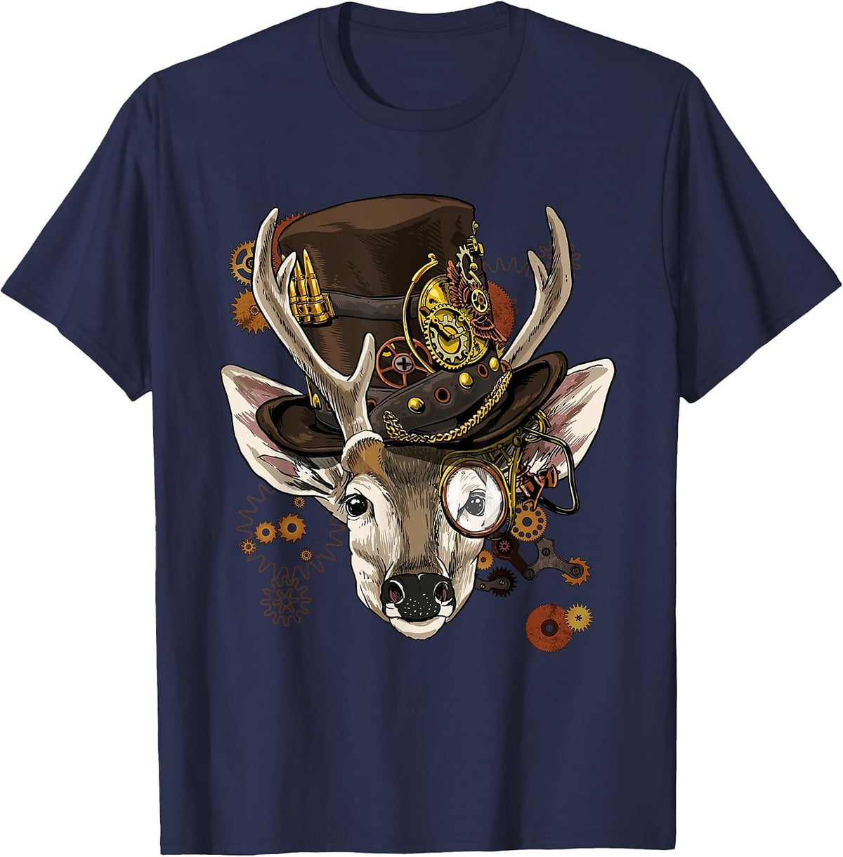 Steampunk Deer Steampunk Deer Animal Lovers T-Shirt - Navy Blue