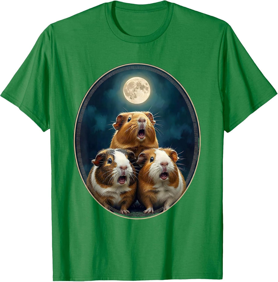 Men's Three Guinea Pig Moon Meme Parody Novelty Humor T-Shirt - Kelly Green