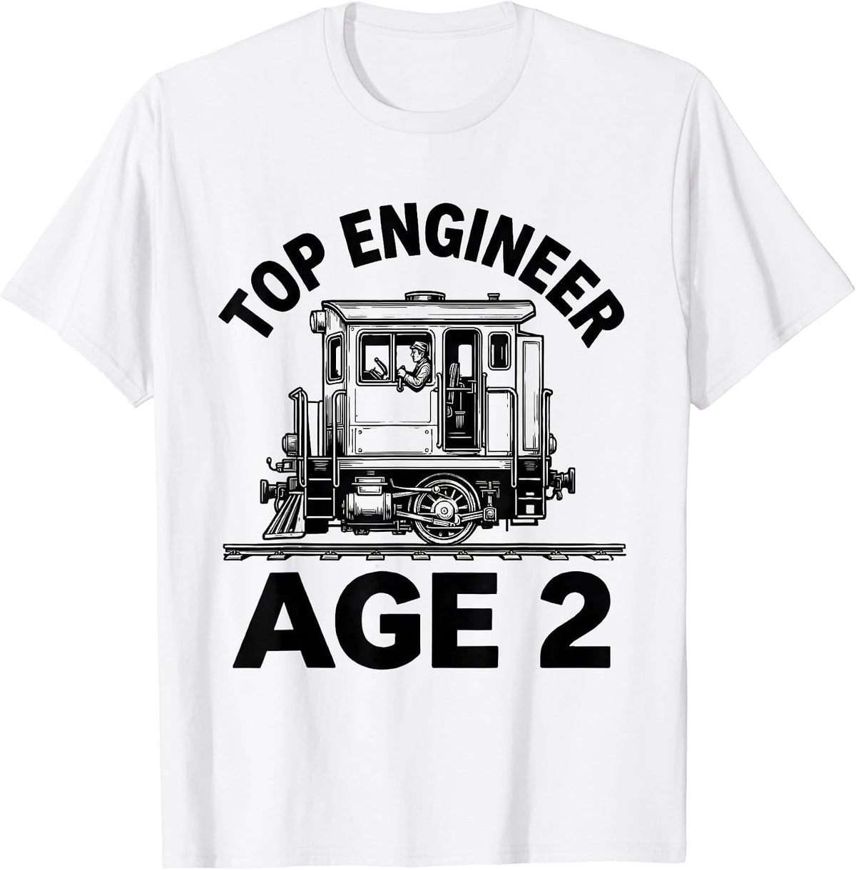 Men's Top Engineer Age 2 Boy Train Themed Birthday T-Shirt - White