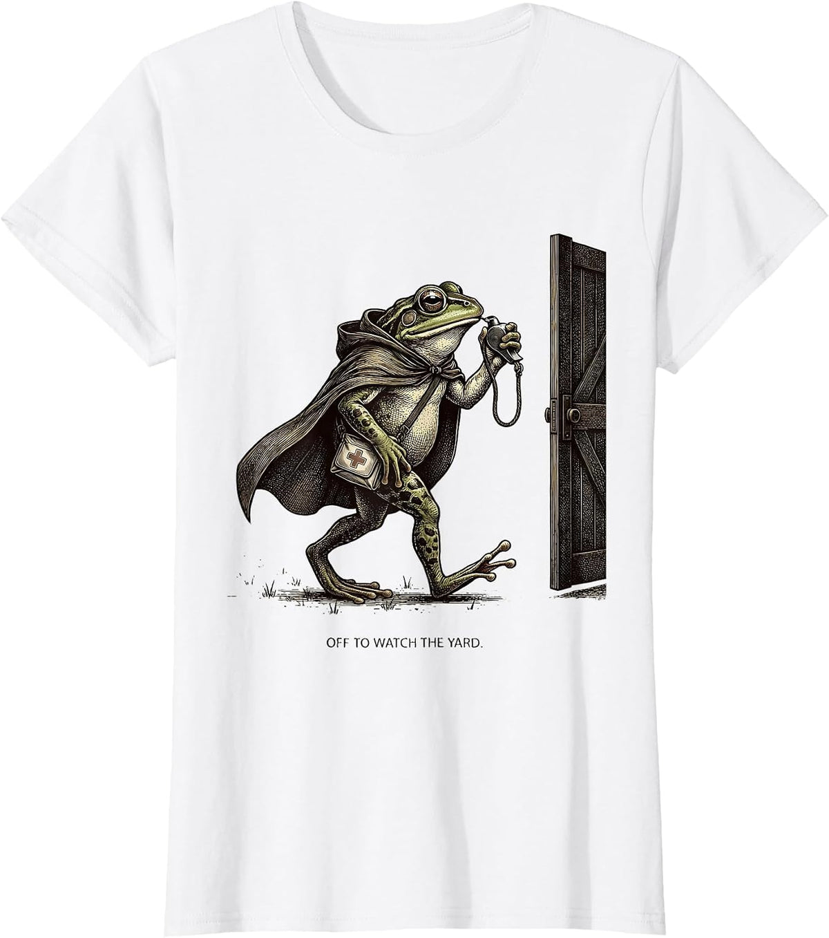 Off To Watch The Yard Funny Frog Teacher Back to School T-Shirt - White