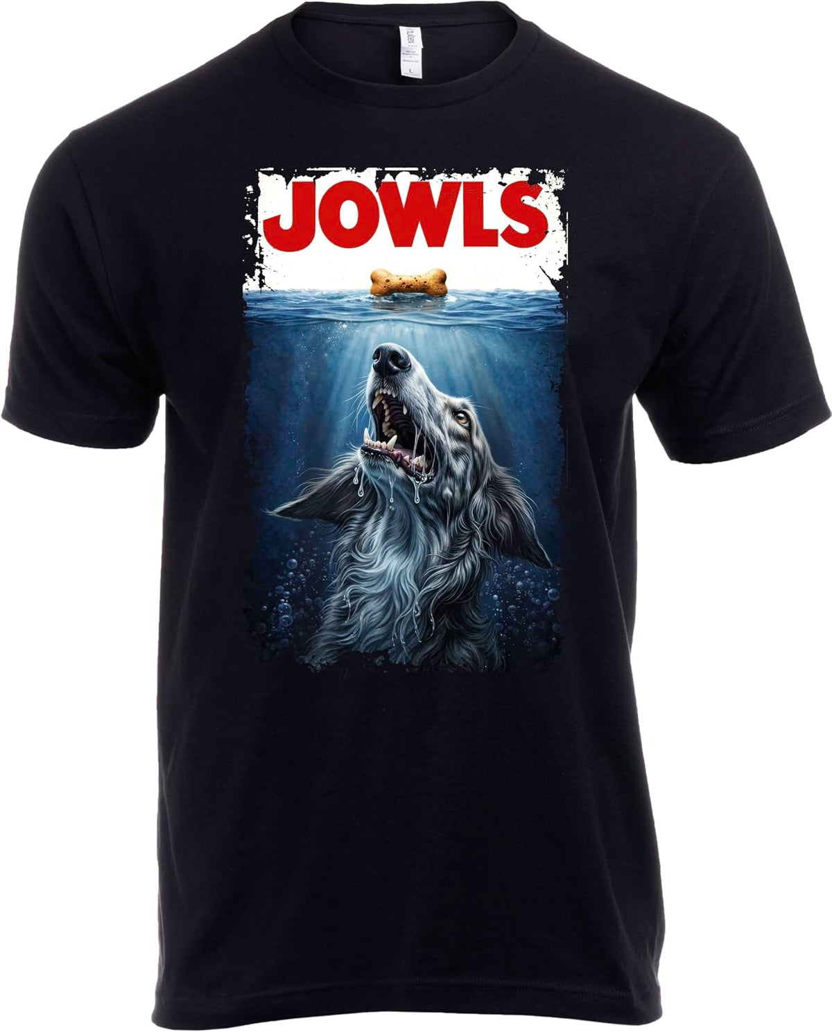 Jowls Funny Dog Owner Humor Tee Shirt, Dog Dad Novelty Joke T-Shirt for Men - Borzoi Silver Brindle