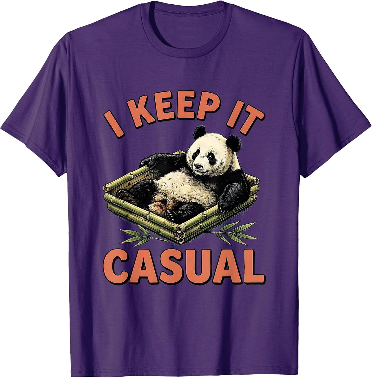 Men's I Keep It Casual Cute Panda Lover Funny Animal Humor T-Shirt - Purple