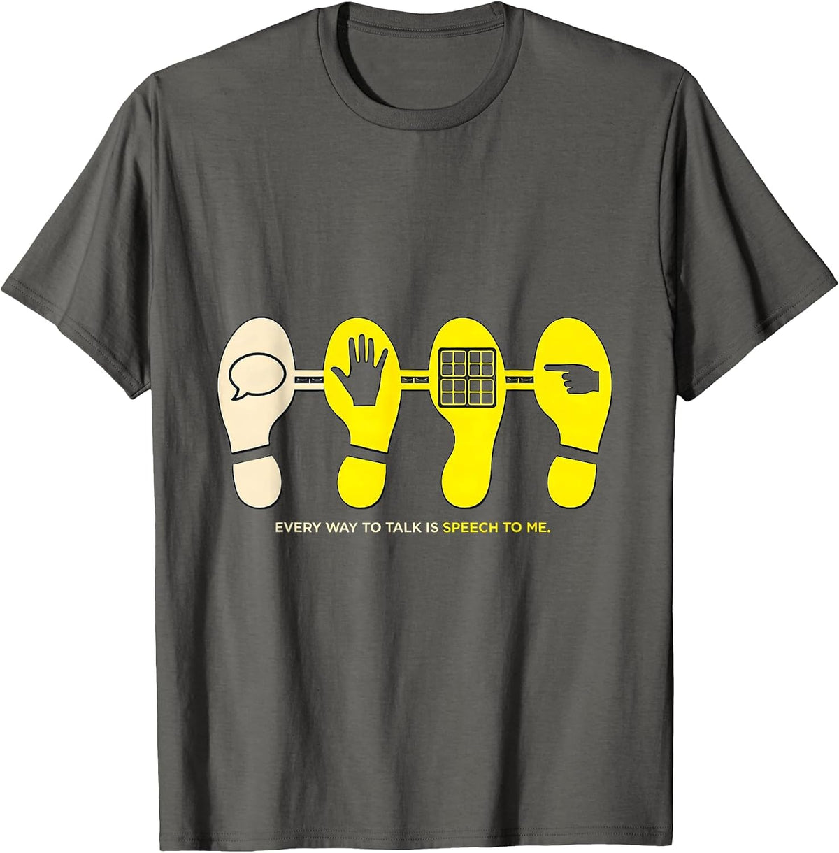 Every Way To Talk Is Speech To Me Retro Groovy SLP Therapist T-Shirt - Asphalt Grey