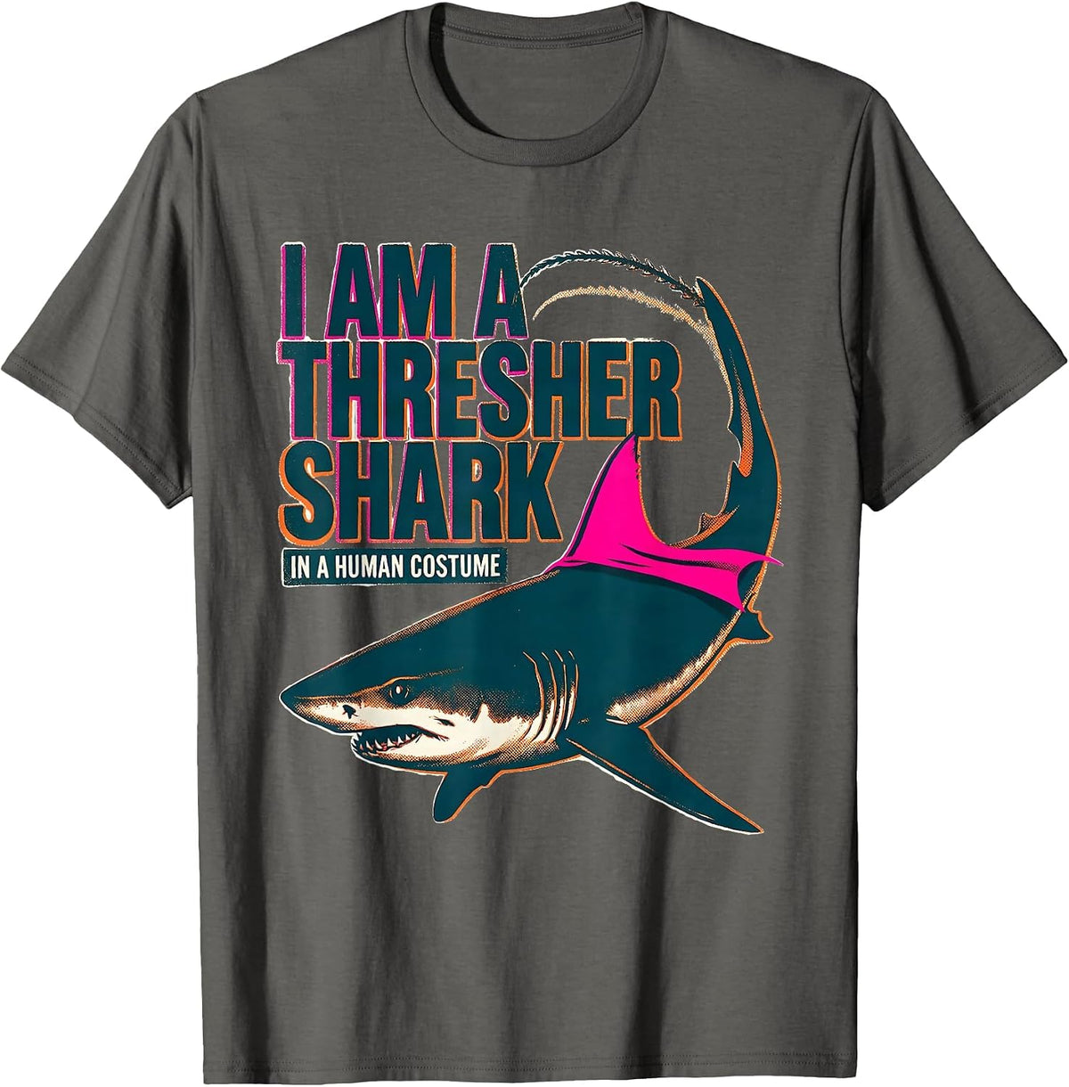 Men's I Am A Thresher Shark In A Human Costume Halloween T-Shirt - Asphalt Grey